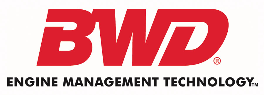 BWD Logo BWD logo - bold red letters on white background with engine management technology subtext