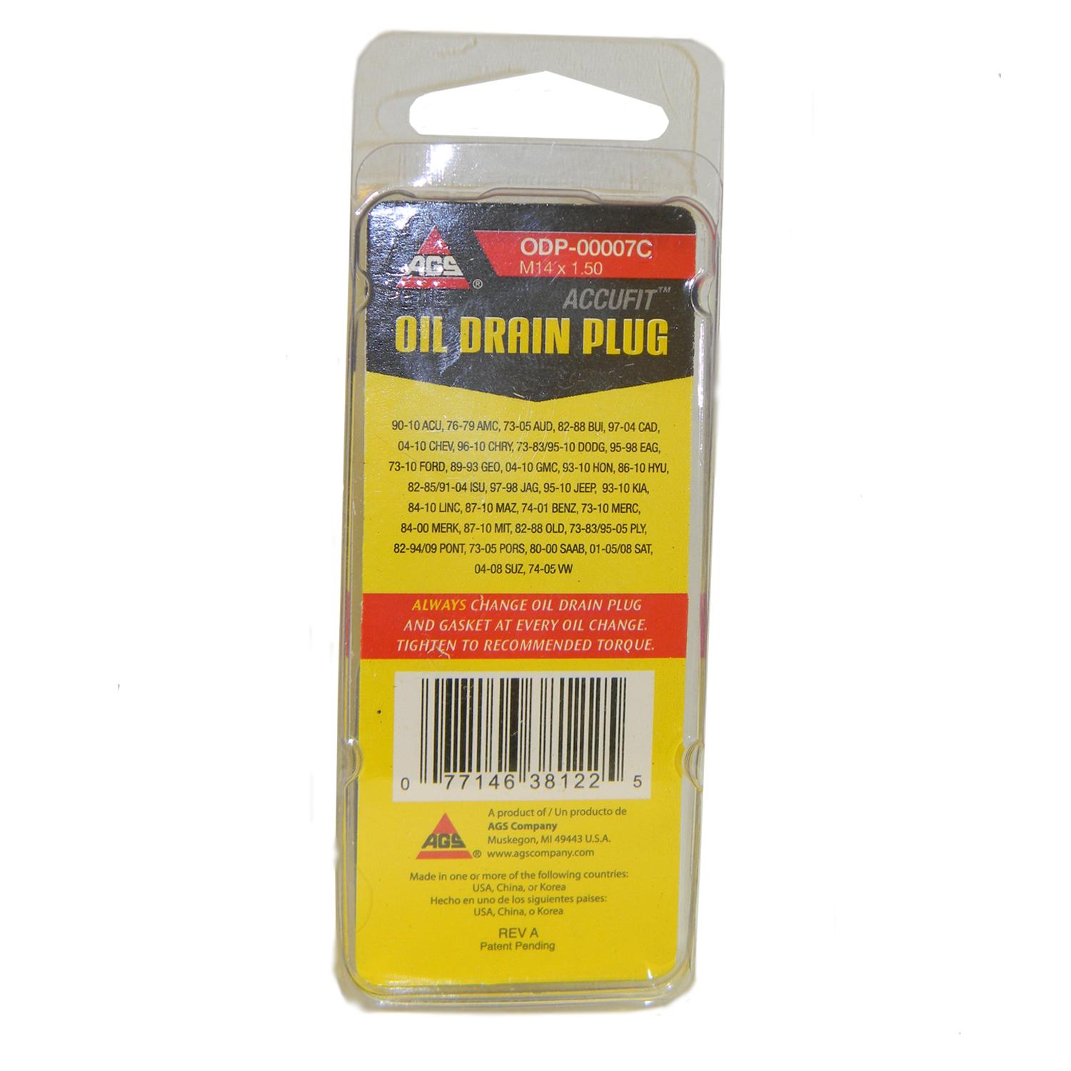 American Grease Stick (AGS) ODP00007C Engine Oil Drain Plug product image 3 of 3