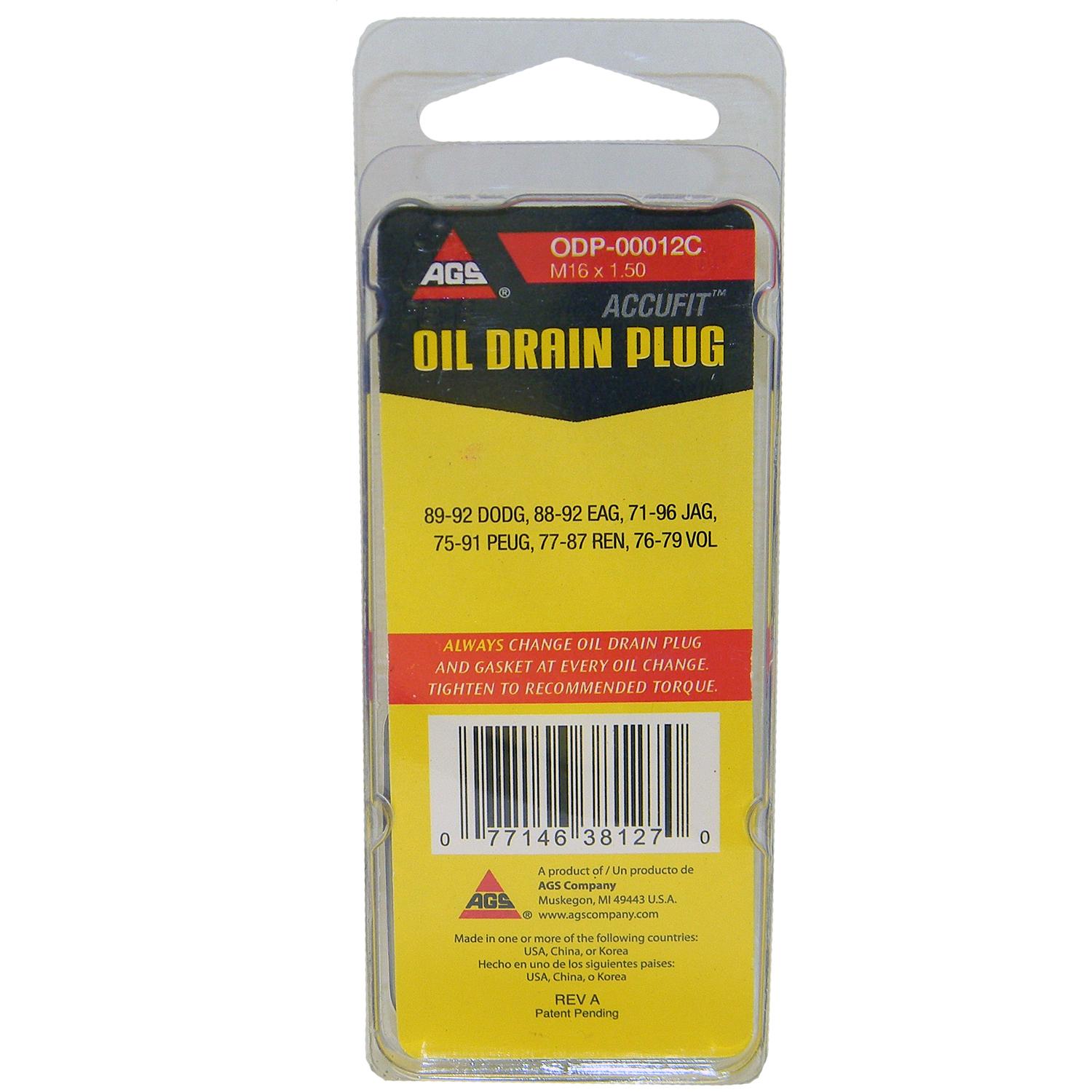 American Grease Stick (AGS) ODP00012C Engine Oil Drain Plug product image 3 of 3