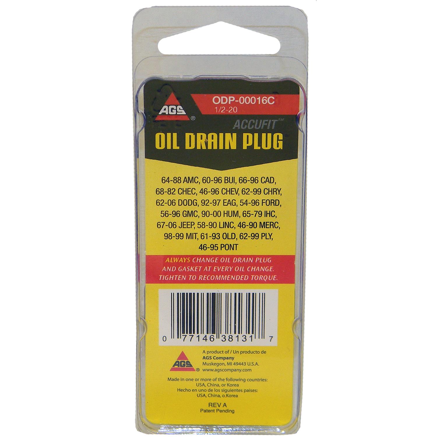 American Grease Stick (AGS) ODP00016C Engine Oil Drain Plug product image 3 of 3