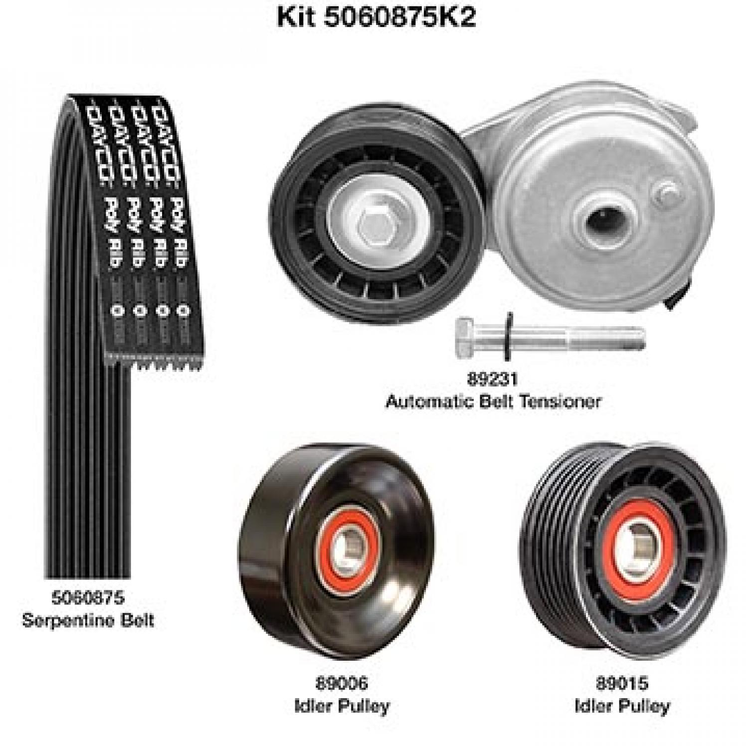 Dayco 5060875K2 Serpentine Belt Drive Component Kit product image 1 of 1