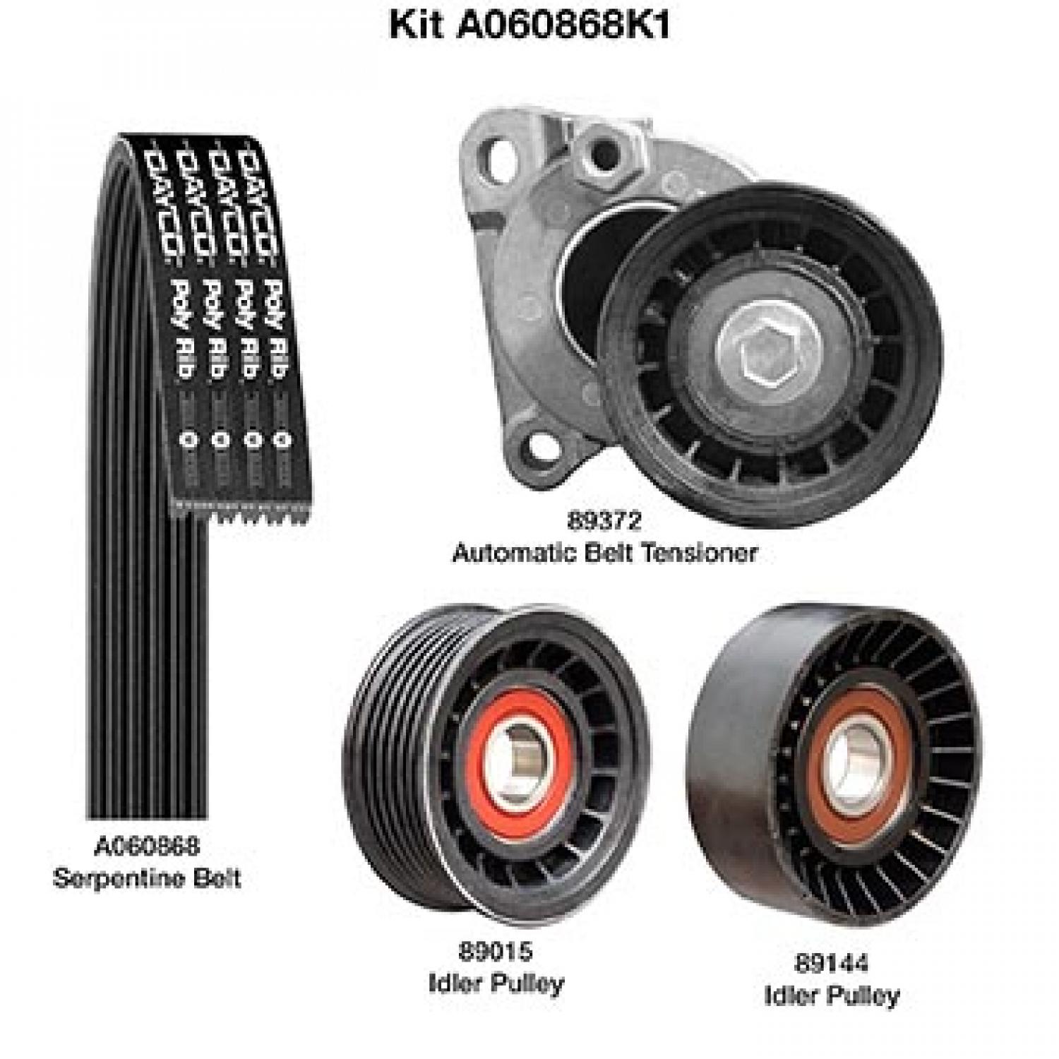 Dayco A060868K1 - Serpentine Belt Drive Component Kit Dayco A060868K1 Serpentine Belt Drive Component Kit product image 1 of 1