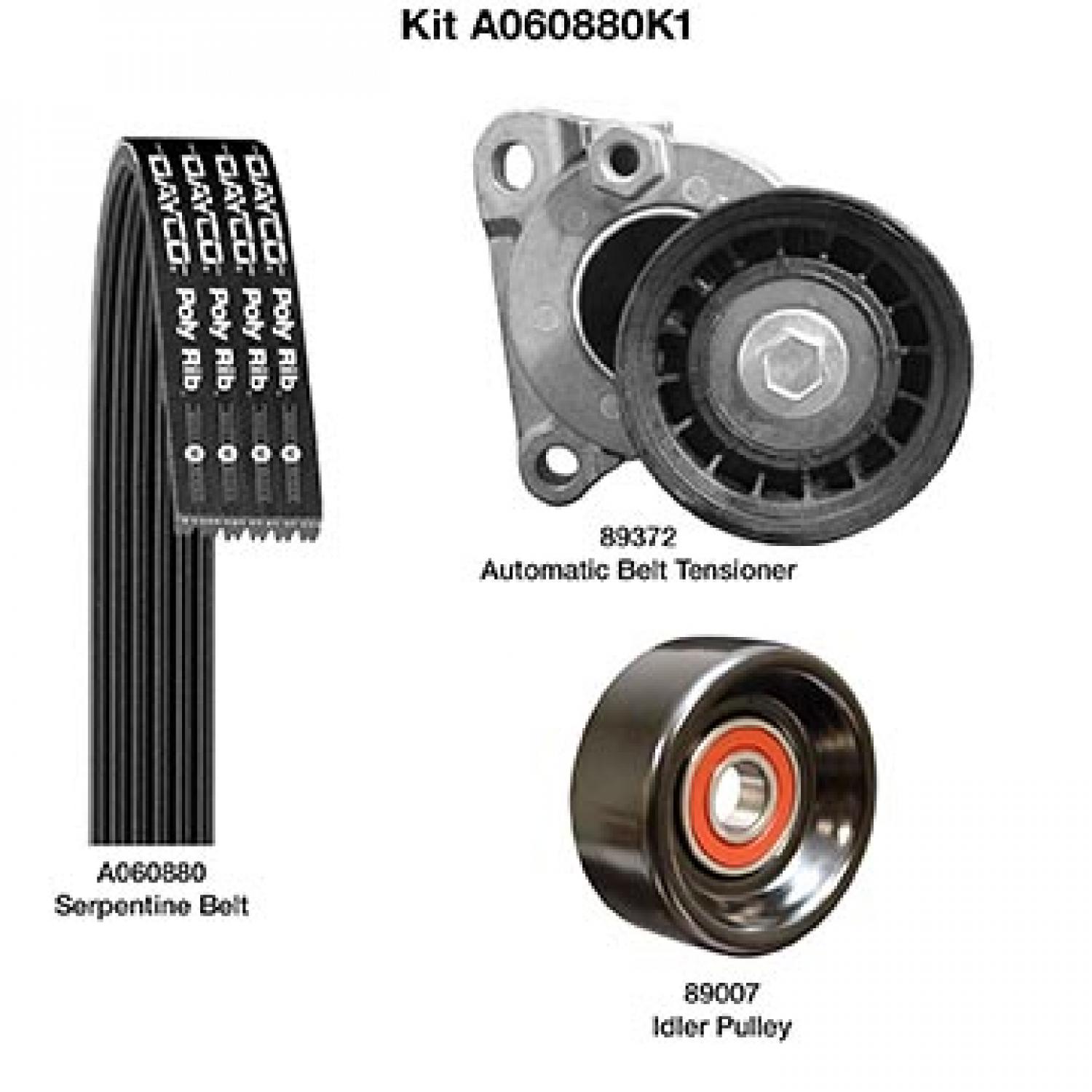 Dayco A060880K1 - Serpentine Belt Drive Component Kit Dayco A060880K1 Serpentine Belt Drive Component Kit product image 1 of 1