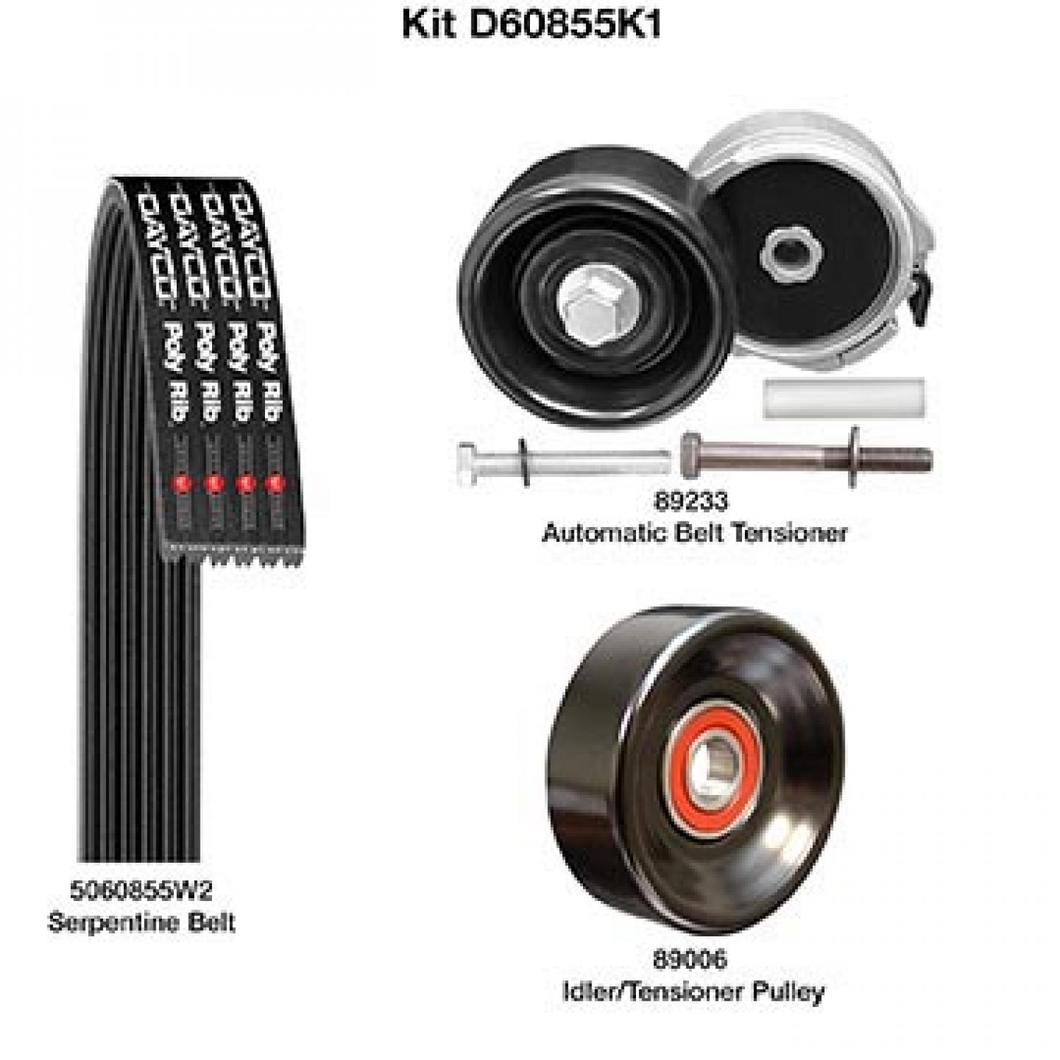 Dayco D60855K1 Serpentine Belt Drive Component Kit product image 1 of 1