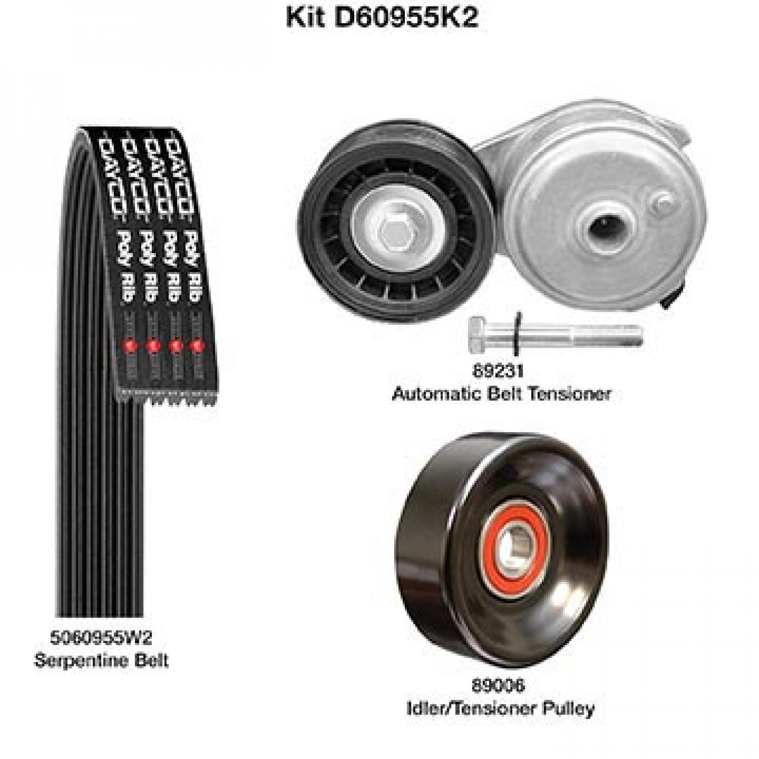 Dayco D60955K2 Serpentine Belt Drive Component Kit product image 1 of 1