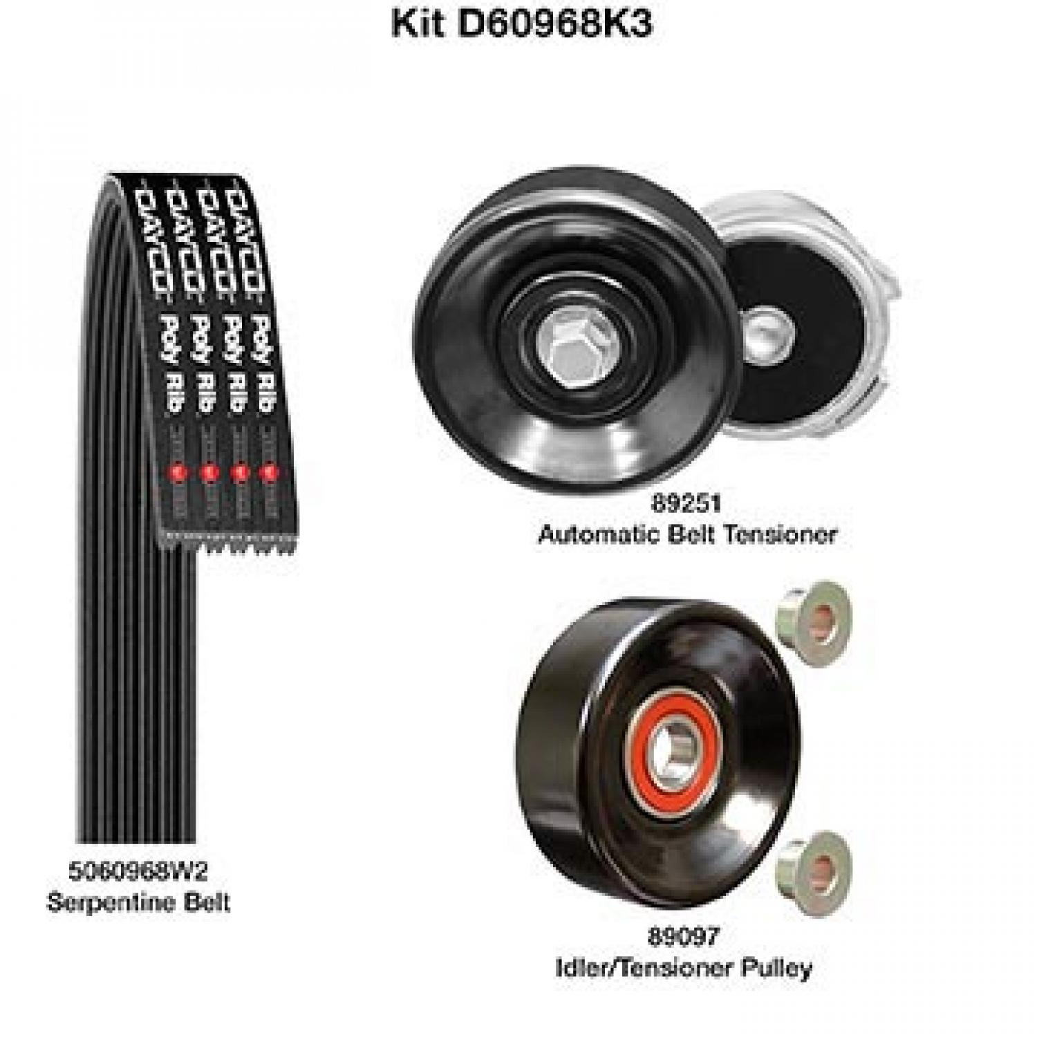 Dayco D60968K3 Serpentine Belt Drive Component Kit product image 1 of 1