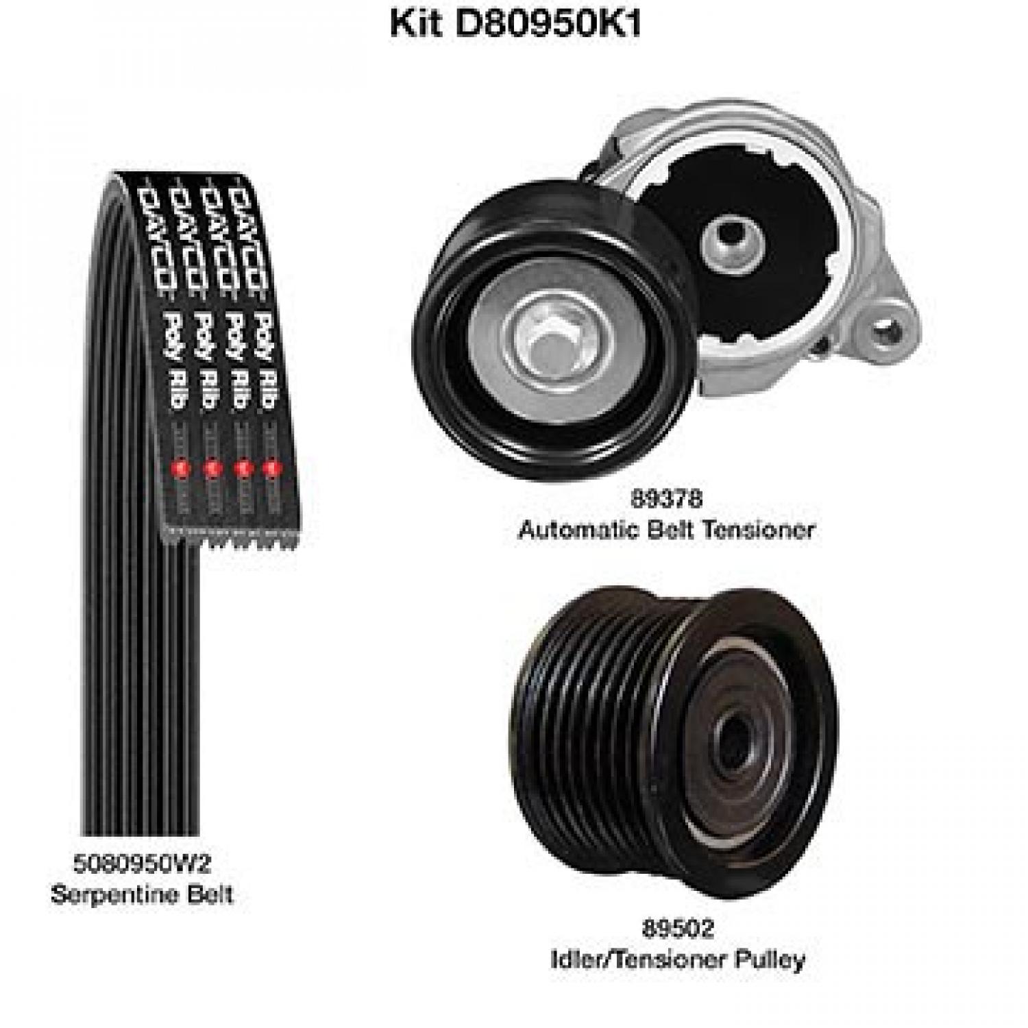 Dayco D80950K1 Serpentine Belt Drive Component Kit product image 1 of 1