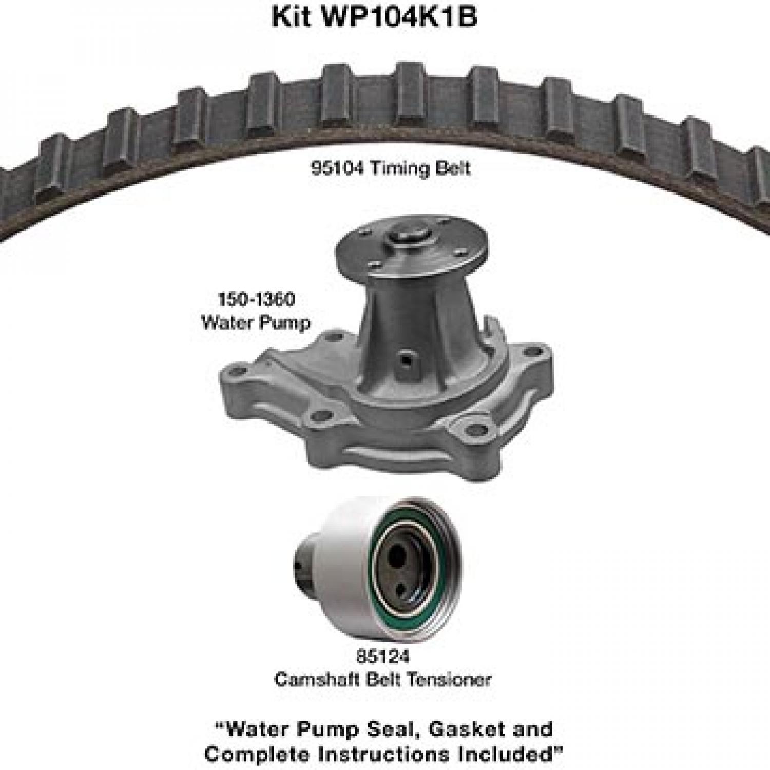 Dayco WP104K1B - Engine Timing Belt Kit with Water Pump Dayco WP104K1B Engine Timing Belt Kit with Water Pump product image 1 of 1