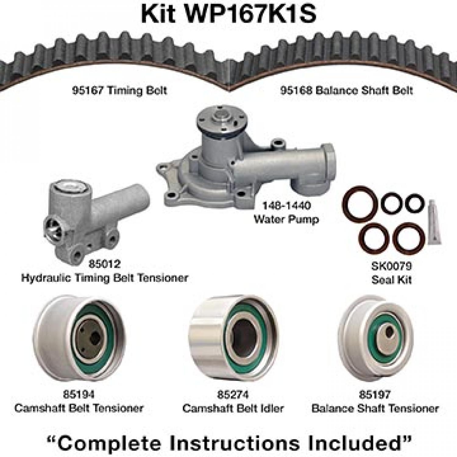 Dayco WP167K1AS - Engine Timing Belt Kit with Water Pump Dayco WP167K1AS Engine Timing Belt Kit with Water Pump product image 1 of 1
