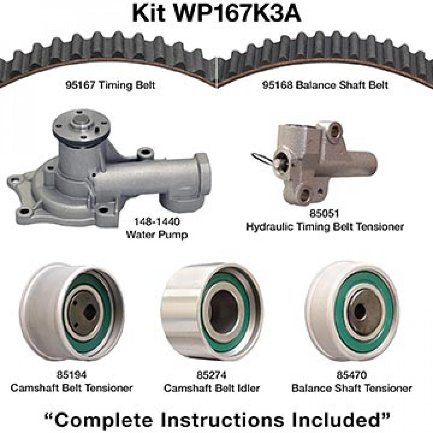 Dayco WP167K3A Engine Timing Belt Kit with Water Pump product image 1 of 1