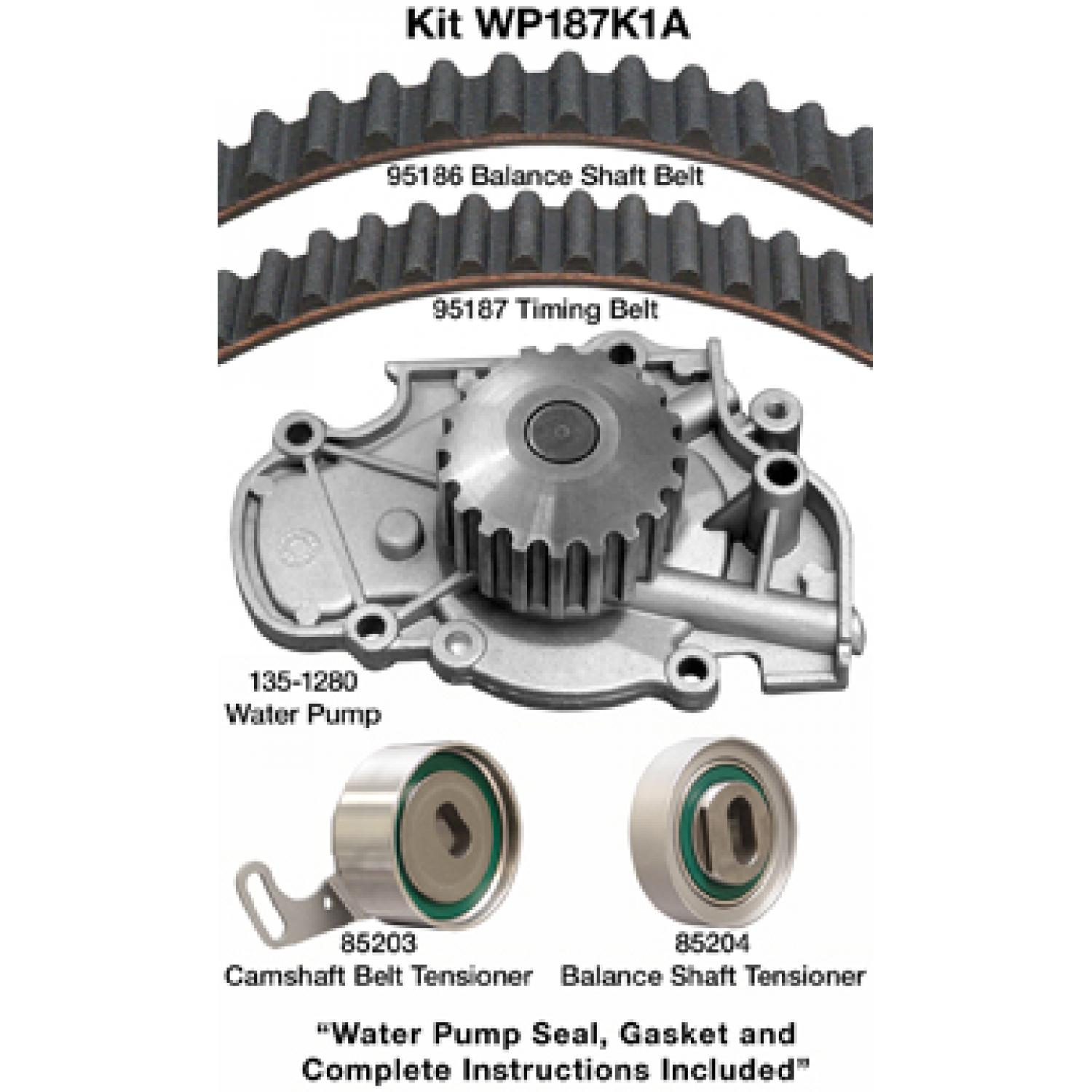 Dayco WP187K1A - Engine Timing Belt Kit with Water Pump Dayco WP187K1A Engine Timing Belt Kit with Water Pump product image 1 of 1