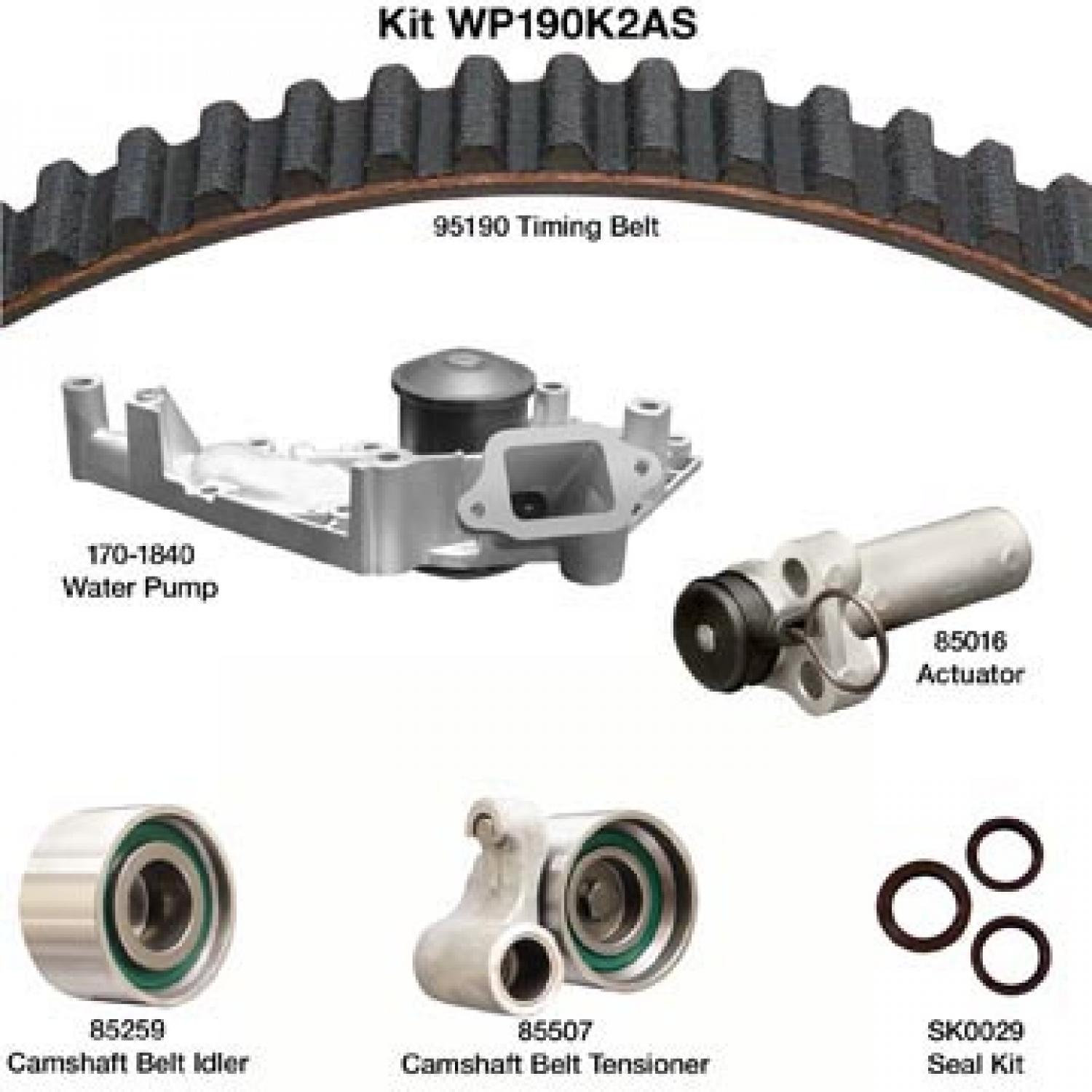 Dayco WP190K2AS - Engine Timing Belt Kit with Water Pump Dayco WP190K2AS Engine Timing Belt Kit with Water Pump product image 1 of 1