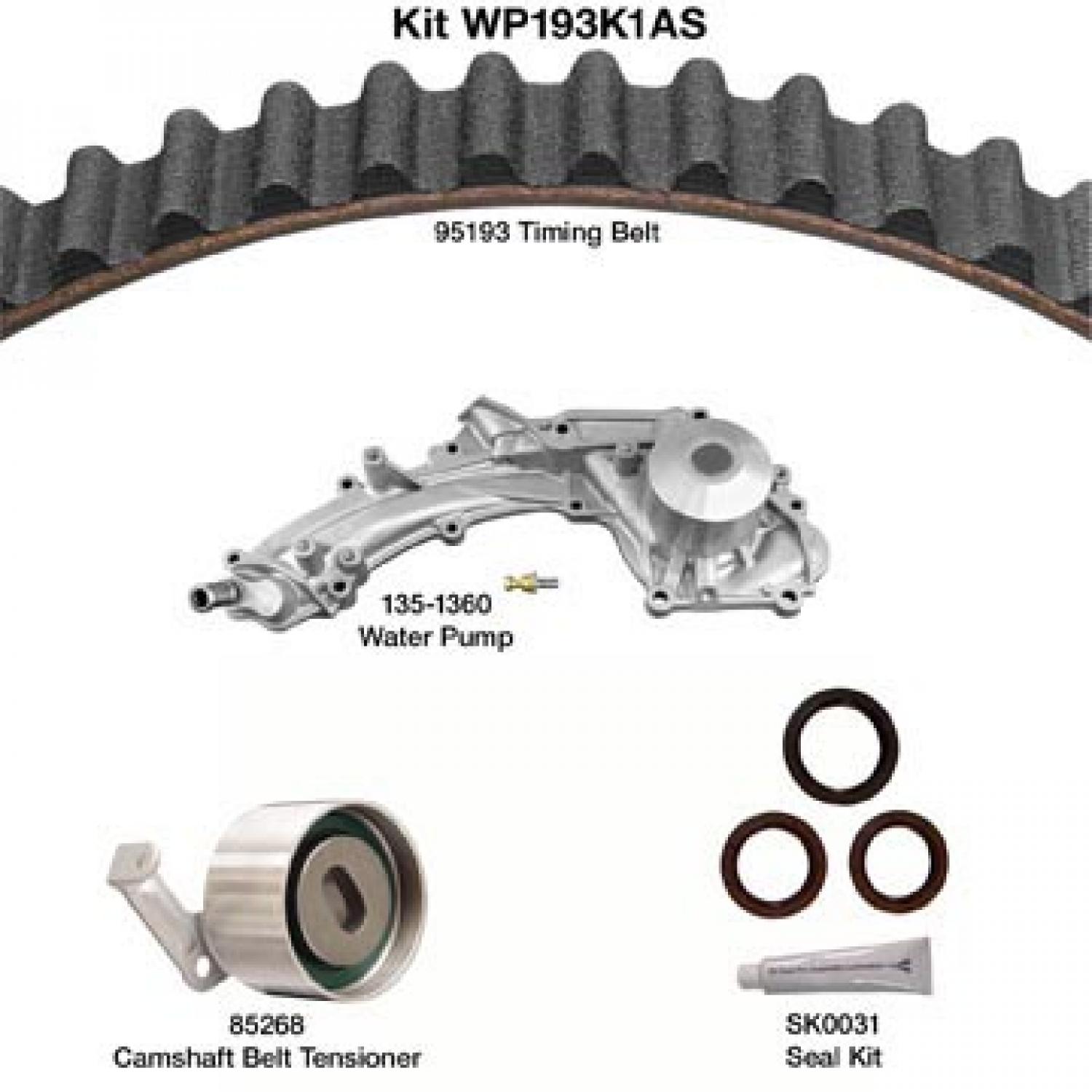 Dayco WP193K1AS - Engine Timing Belt Kit with Water Pump Dayco WP193K1AS Engine Timing Belt Kit with Water Pump product image 1 of 1