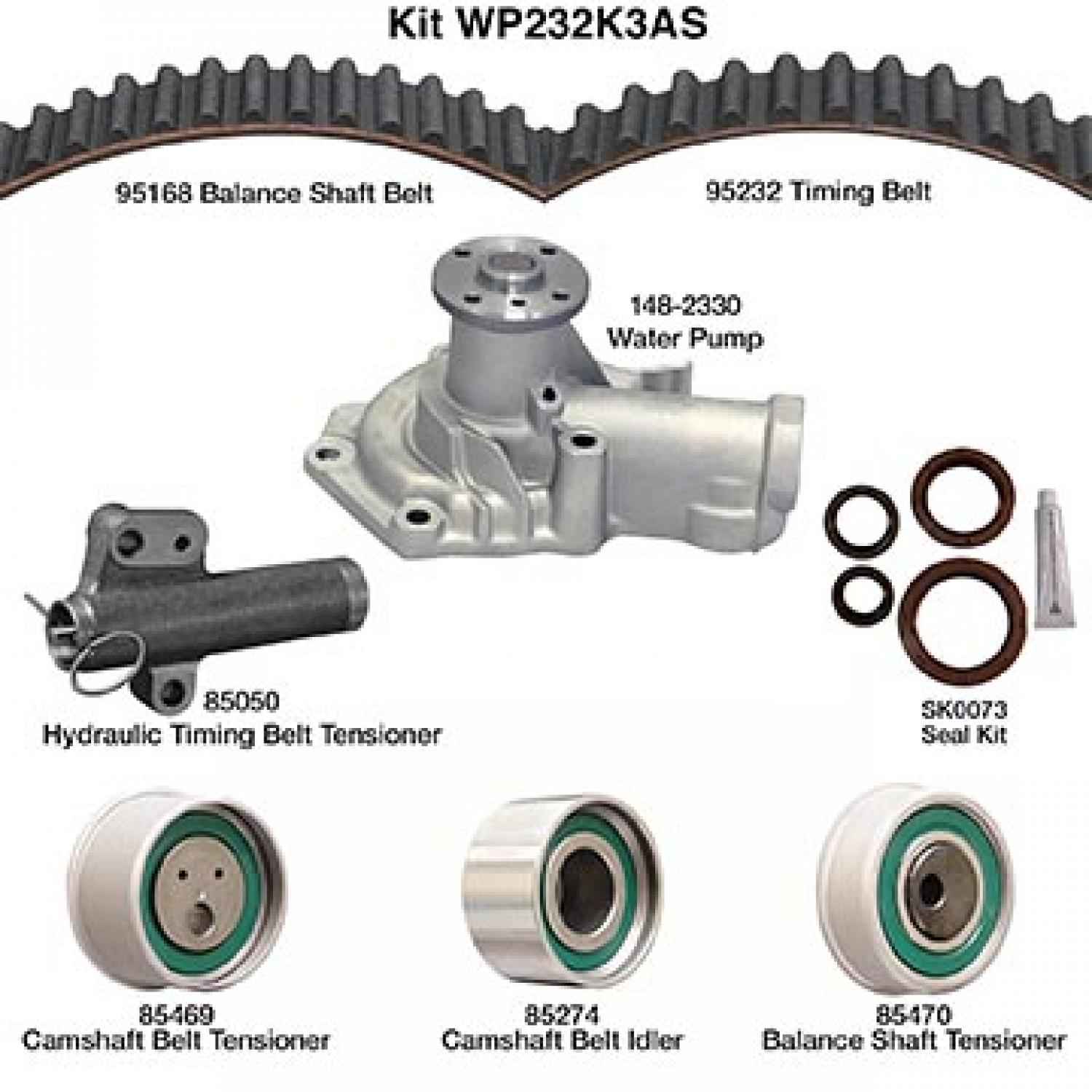 Dayco WP232K3AS - Engine Timing Belt Kit with Water Pump Dayco WP232K3AS Engine Timing Belt Kit with Water Pump product image 1 of 1