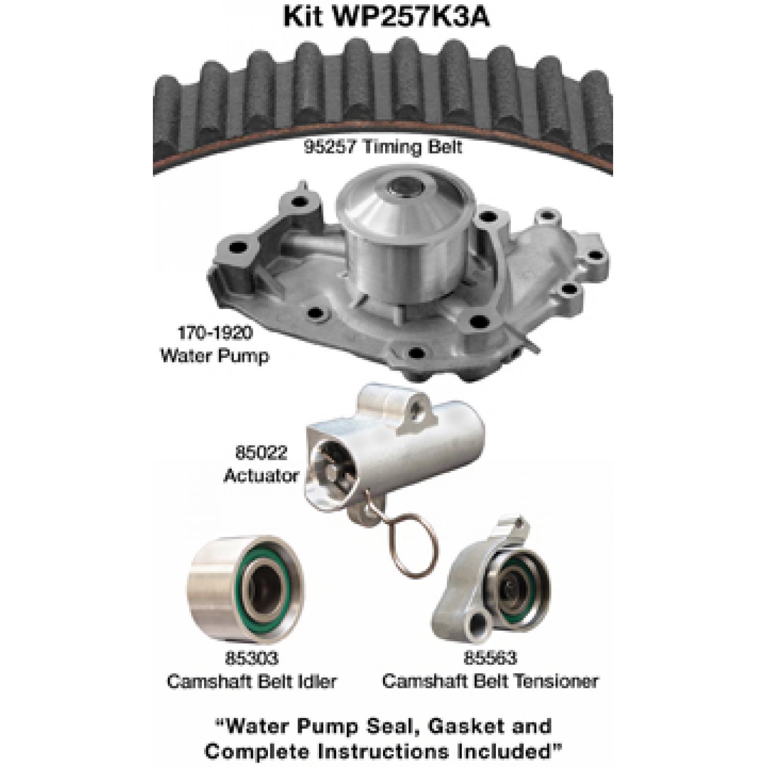 Dayco WP257K3A Engine Timing Belt Kit with Water Pump product image 1 of 1