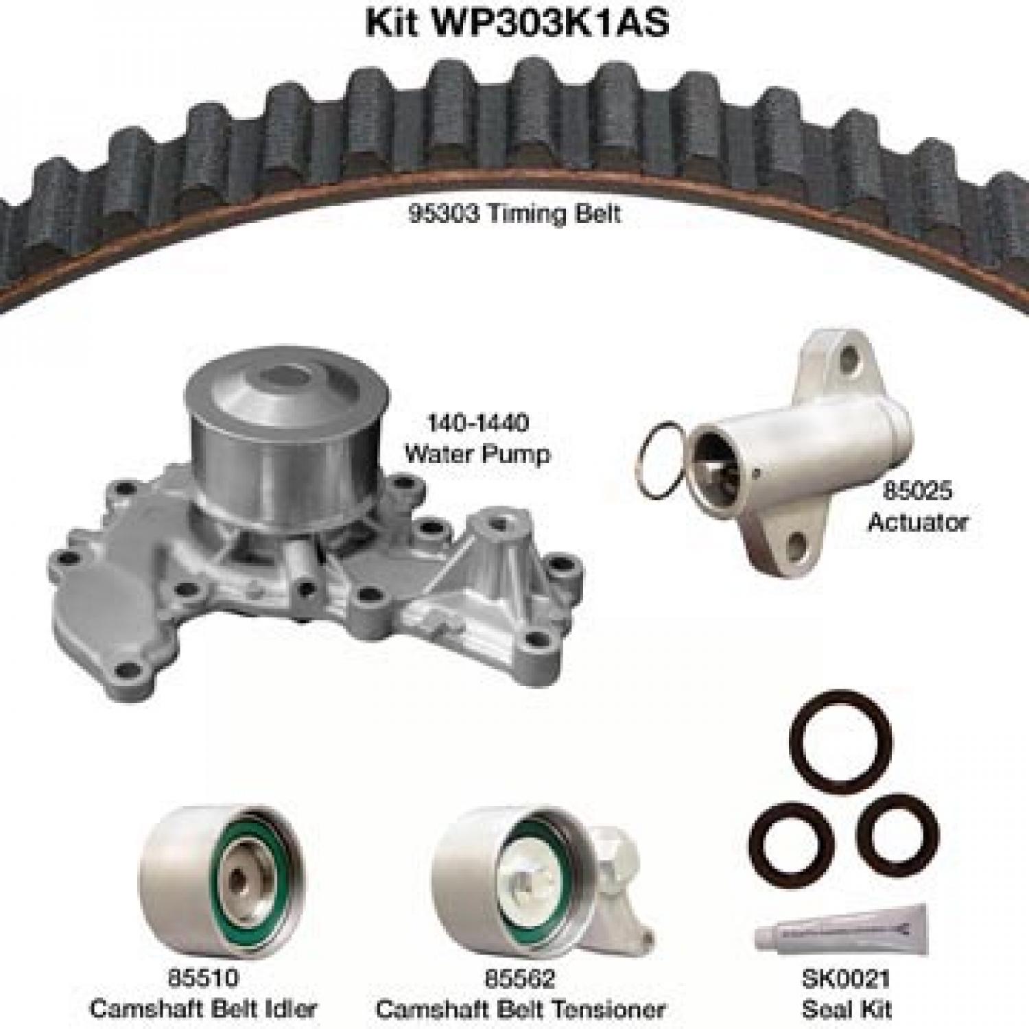 Dayco WP303K1AS - Engine Timing Belt Kit with Water Pump Dayco WP303K1AS Engine Timing Belt Kit with Water Pump product image 1 of 1