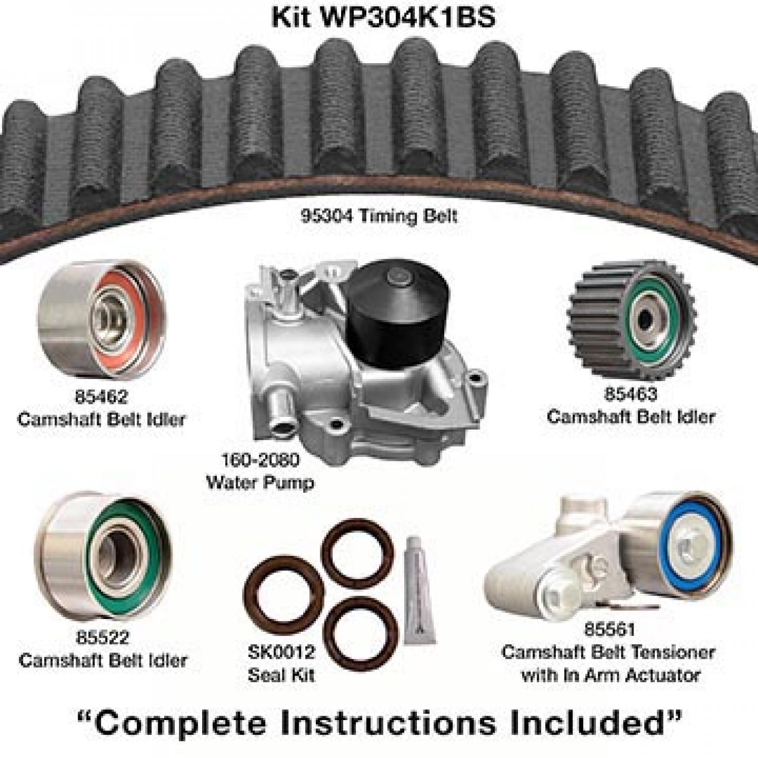 Dayco WP304K1BS - Engine Timing Belt Kit with Water Pump Dayco WP304K1BS Engine Timing Belt Kit with Water Pump product image 1 of 1