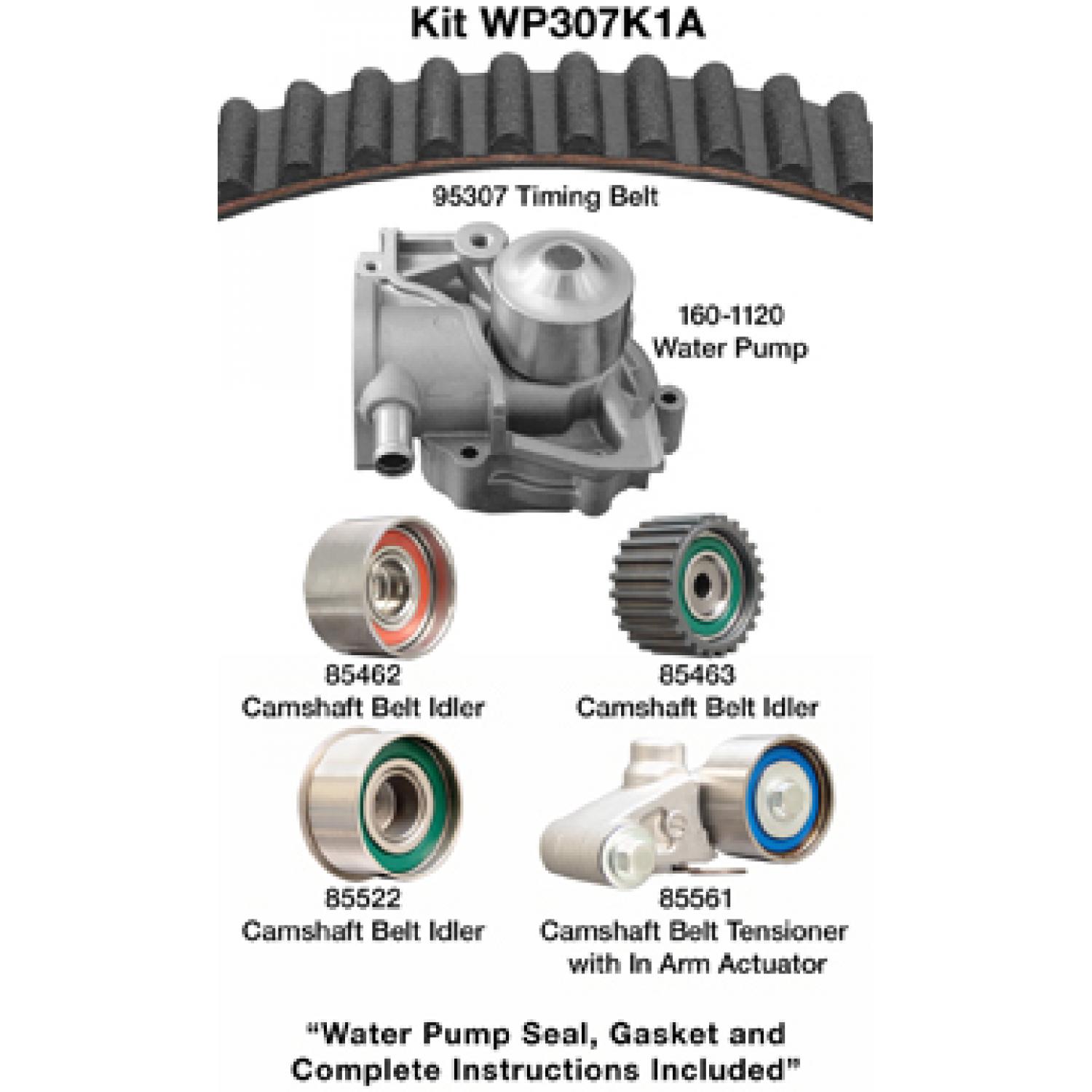 Dayco WP307K1A - Engine Timing Belt Kit with Water Pump Dayco WP307K1A Engine Timing Belt Kit with Water Pump product image 1 of 1