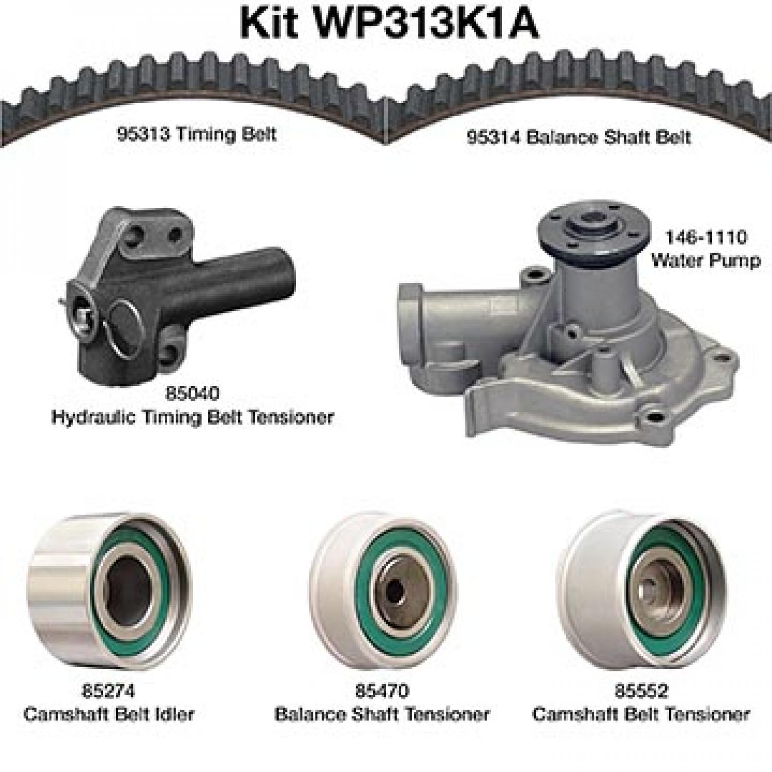 Dayco WP313K1A Engine Timing Belt Kit with Water Pump product image 1 of 1