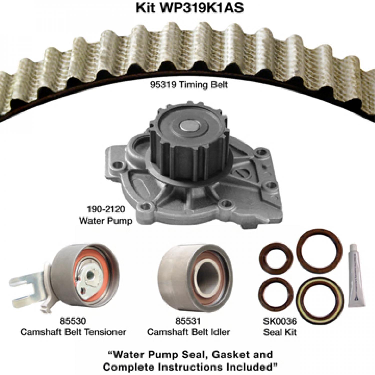 Dayco WP319K1AS - Engine Timing Belt Kit with Water Pump Dayco WP319K1AS Engine Timing Belt Kit with Water Pump product image 1 of 1