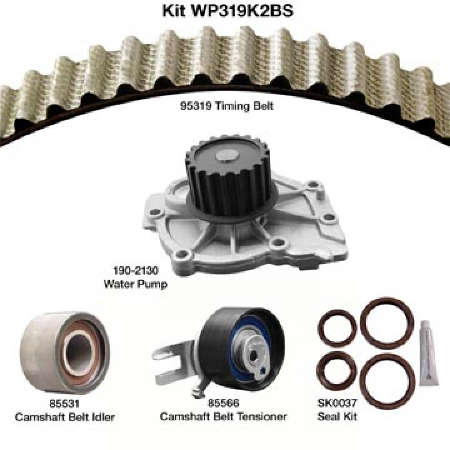 Dayco WP319K2BS - Engine Timing Belt Kit with Water Pump Dayco WP319K2BS Engine Timing Belt Kit with Water Pump product image 1 of 1