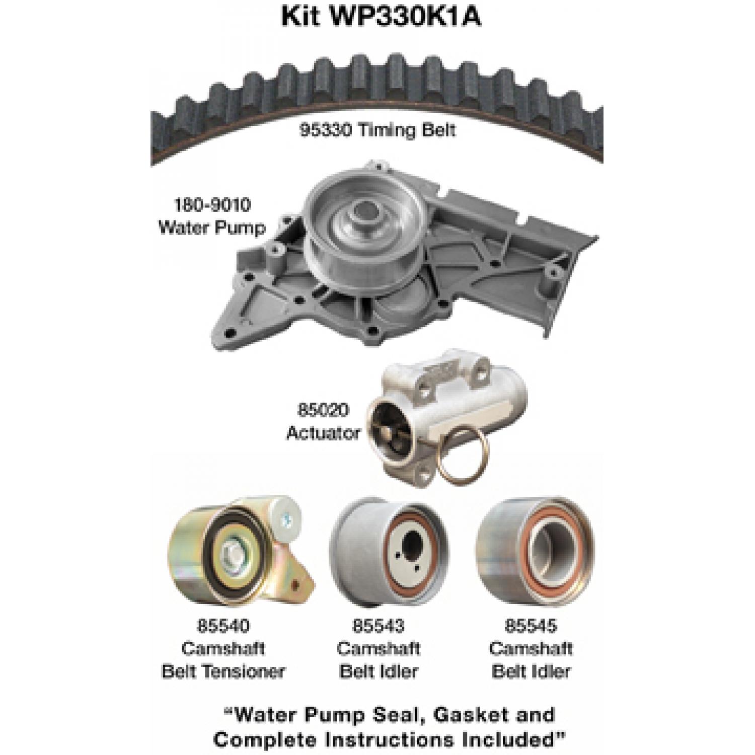 Dayco WP330K1A - Engine Timing Belt Kit with Water Pump Dayco WP330K1A Engine Timing Belt Kit with Water Pump product image 1 of 1