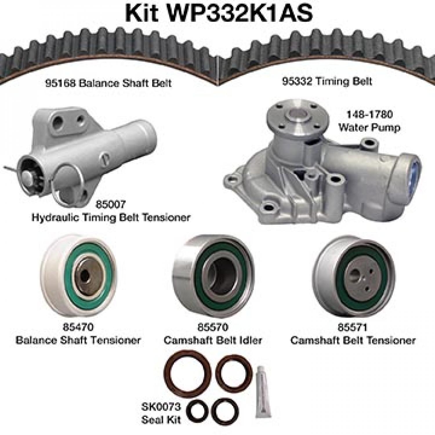 Dayco WP332K1AS - Engine Timing Belt Kit with Water Pump Dayco WP332K1AS Engine Timing Belt Kit with Water Pump product image 1 of 1