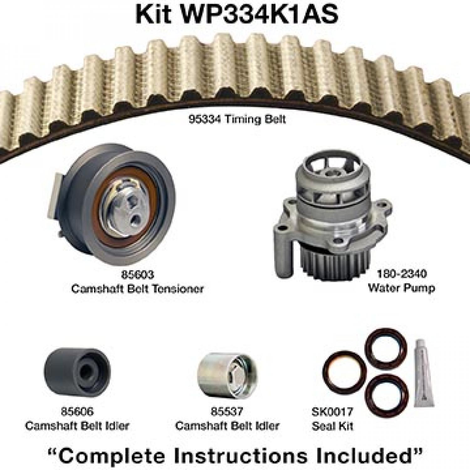 Dayco WP334K1AS - Engine Timing Belt Kit with Water Pump Dayco WP334K1AS Engine Timing Belt Kit with Water Pump product image 1 of 1