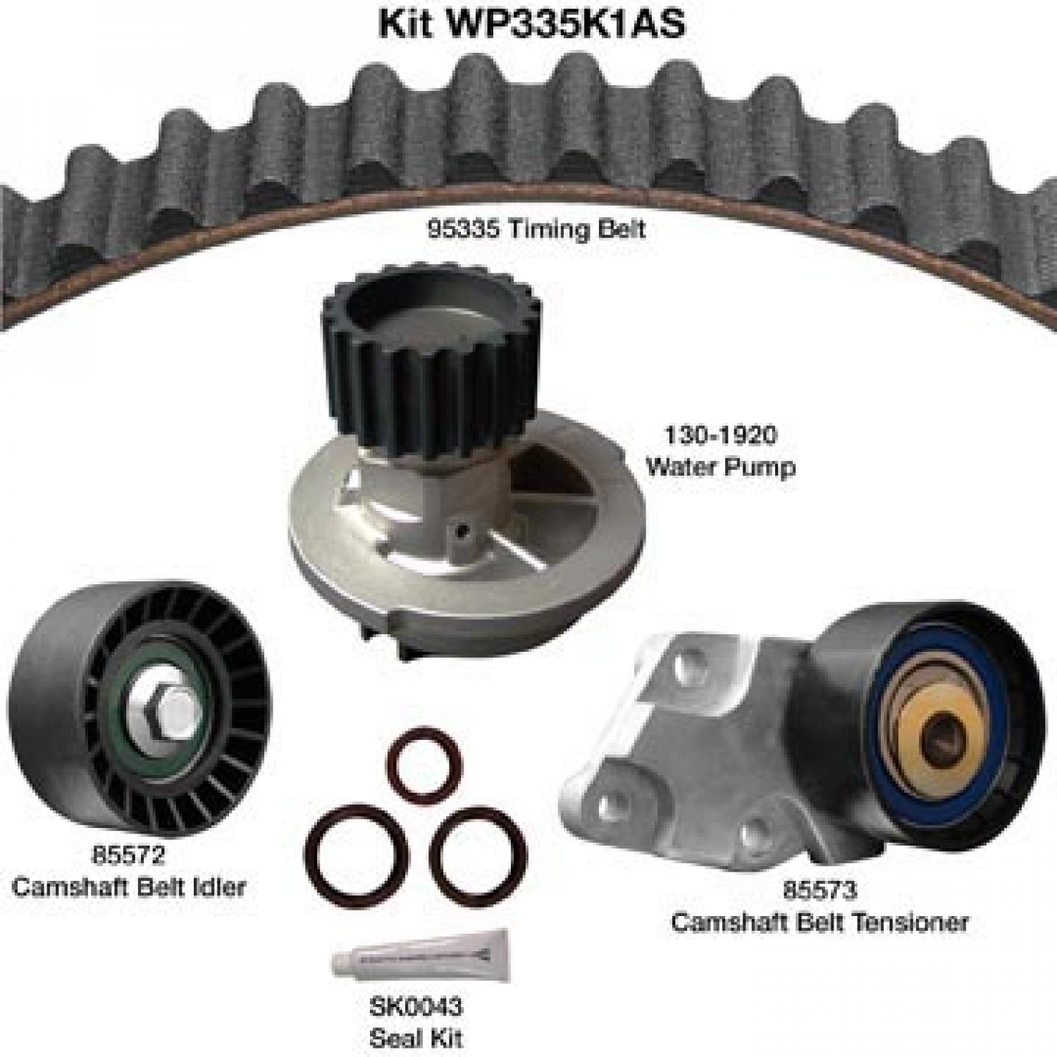 Dayco WP335K1AS - Engine Timing Belt Kit with Water Pump Dayco WP335K1AS Engine Timing Belt Kit with Water Pump product image 1 of 1