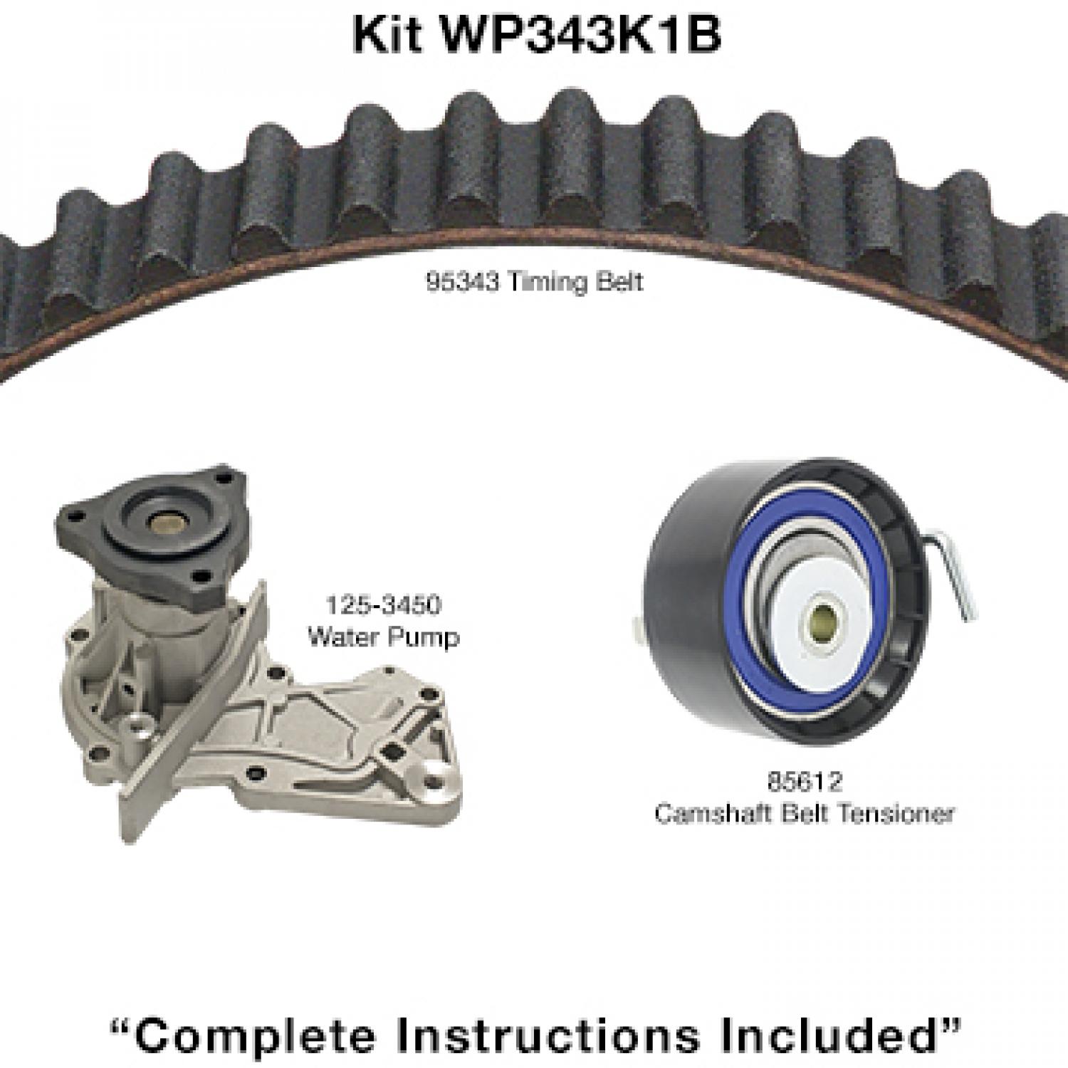 Dayco WP343K1B - Engine Timing Belt Kit with Water Pump Dayco WP343K1B Engine Timing Belt Kit with Water Pump product image 1 of 1