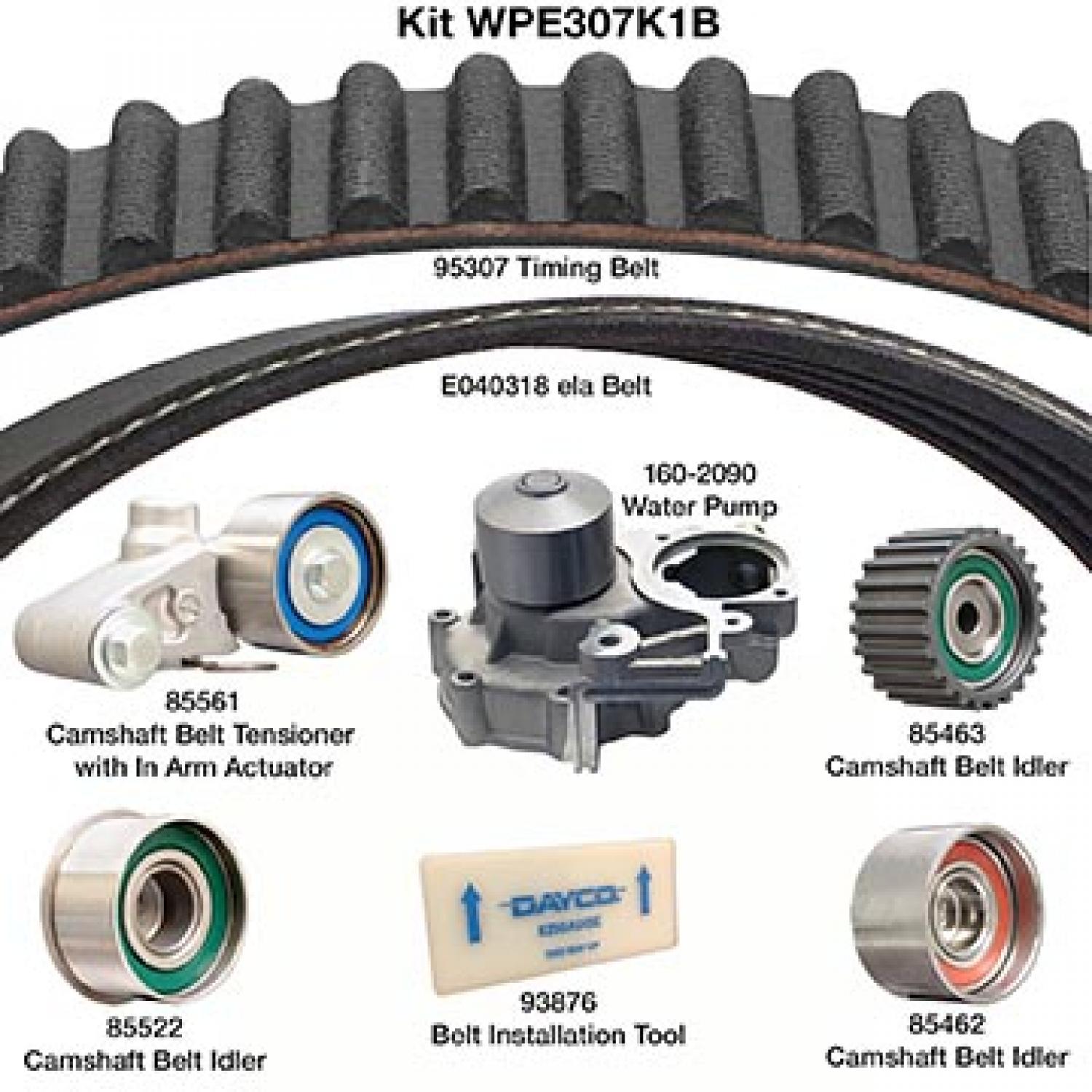 Dayco WPE307K1B Engine Timing Belt Kit with Water Pump product image 1 of 1