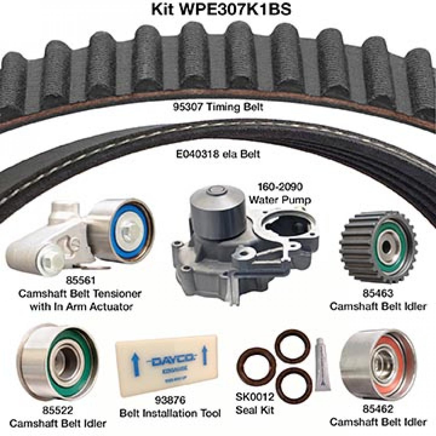 Dayco WPE307K1BS - Engine Timing Belt Kit with Water Pump Dayco WPE307K1BS Engine Timing Belt Kit with Water Pump product image 1 of 1