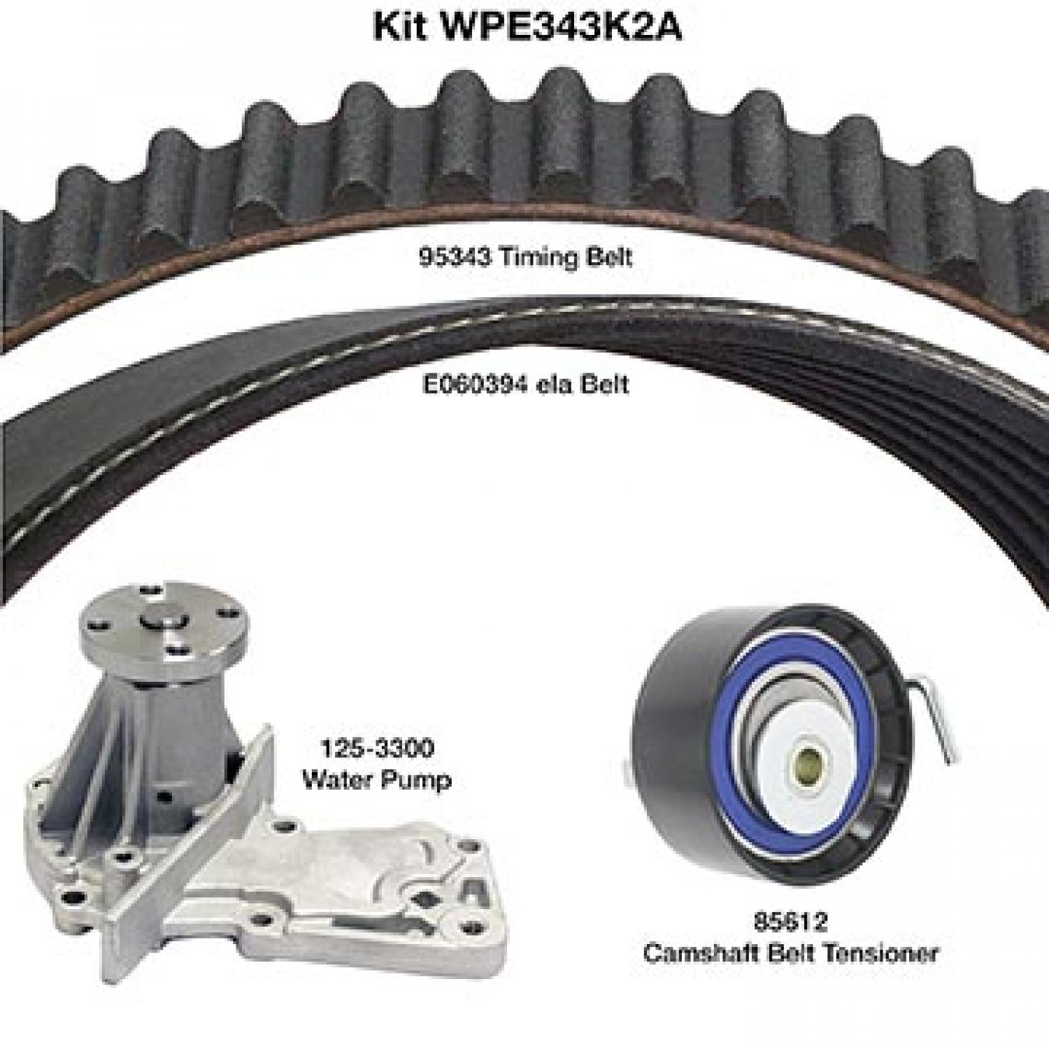 Dayco WPE343K2A Engine Timing Belt Kit with Water Pump product image 1 of 1