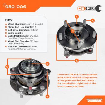 Dorman 950006 Axle Bearing and Hub Assembly product image 5 of 5