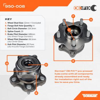 Dorman 950008 Axle Bearing and Hub Assembly product image 5 of 5