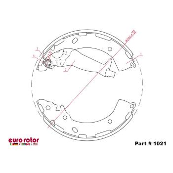 Eurorotor 1021 Drum Brake Shoe product image 1 of 1