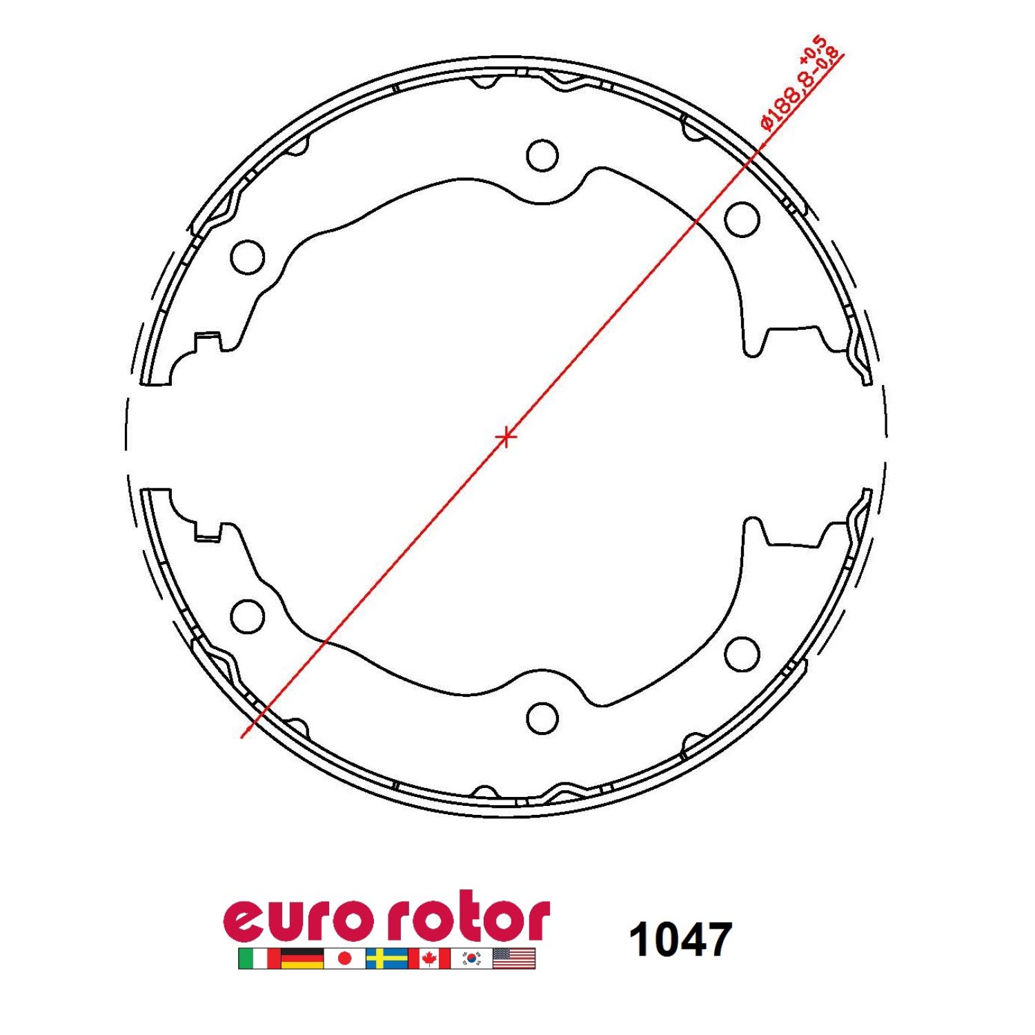 Eurorotor 1047 - Parking Brake Shoe Eurorotor 1047 Parking Brake Shoe product image 1 of 1