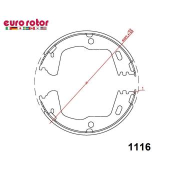Eurorotor 1116 Parking Brake Shoe product image 1 of 2