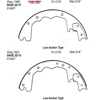 Eurorotor 357R Drum Brake Shoe product image 1 of 1