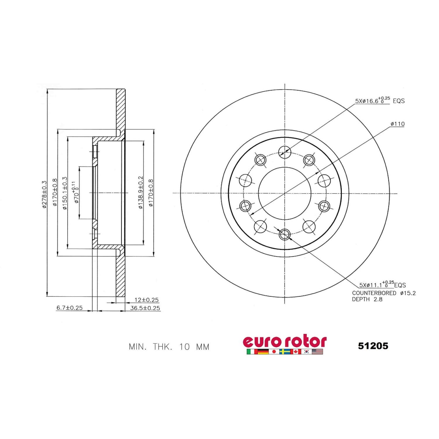 Eurorotor 51205 - Disc Brake Rotor Eurorotor 51205 Disc Brake Rotor product image 1 of 1