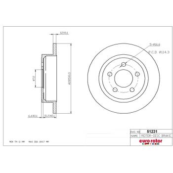 Eurorotor 51231 Disc Brake Rotor product image 1 of 1