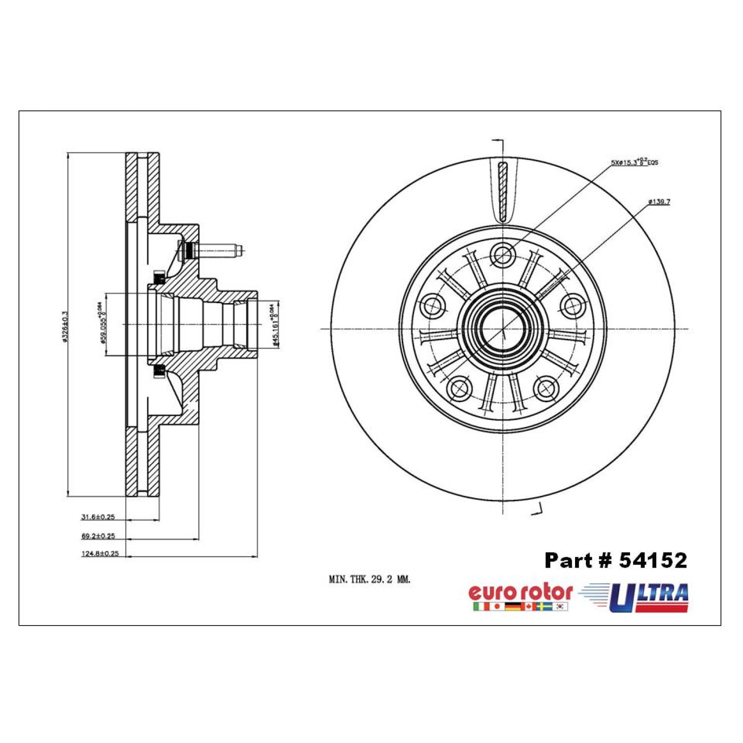 Eurorotor 54152 - Disc Brake Rotor and Hub Assembly Eurorotor 54152 Disc Brake Rotor and Hub Assembly product image 1 of 1