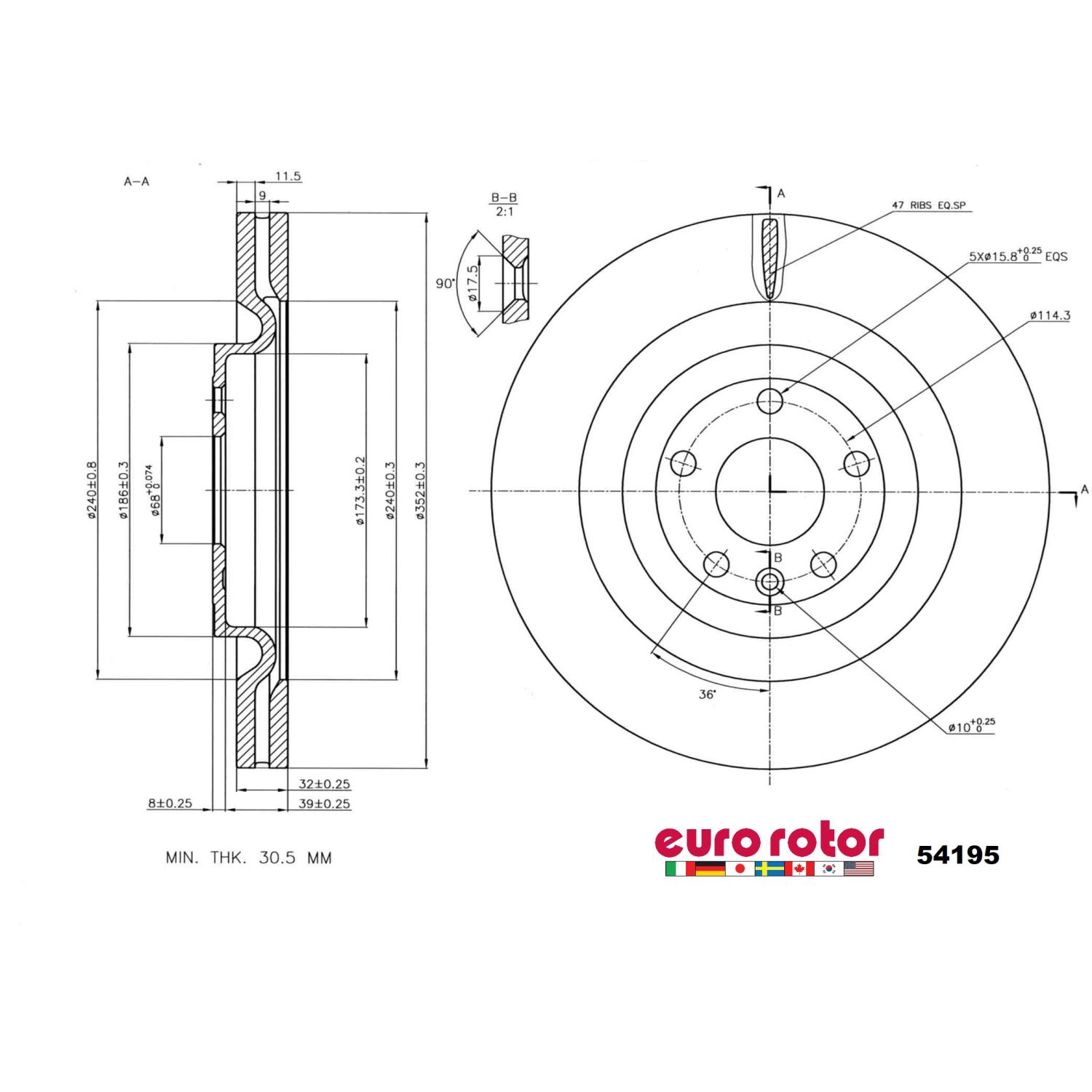 Eurorotor 54195 - Disc Brake Rotor Eurorotor 54195 Disc Brake Rotor product image 1 of 1