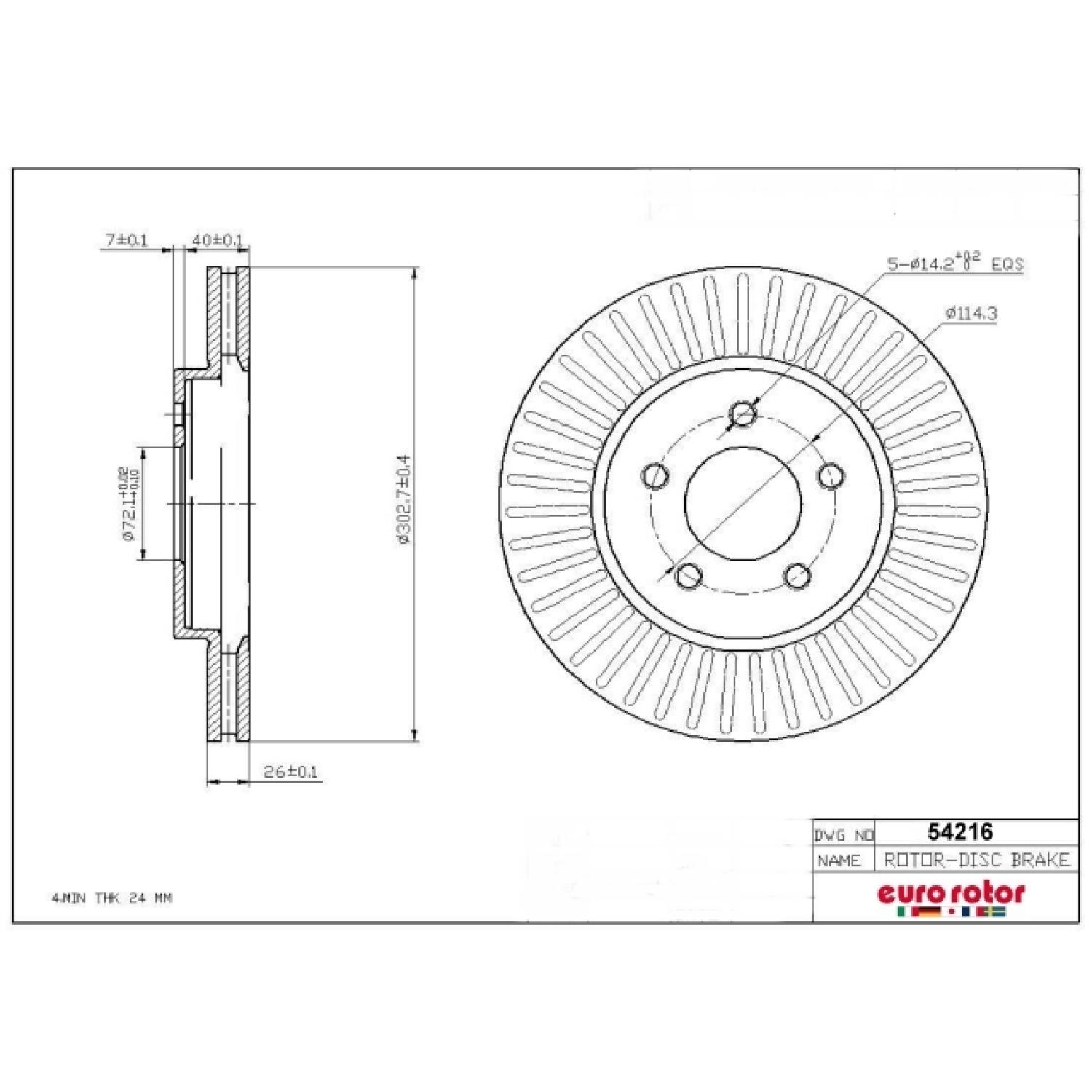 Eurorotor 54216 - Disc Brake Rotor Eurorotor 54216 Disc Brake Rotor product image 1 of 1