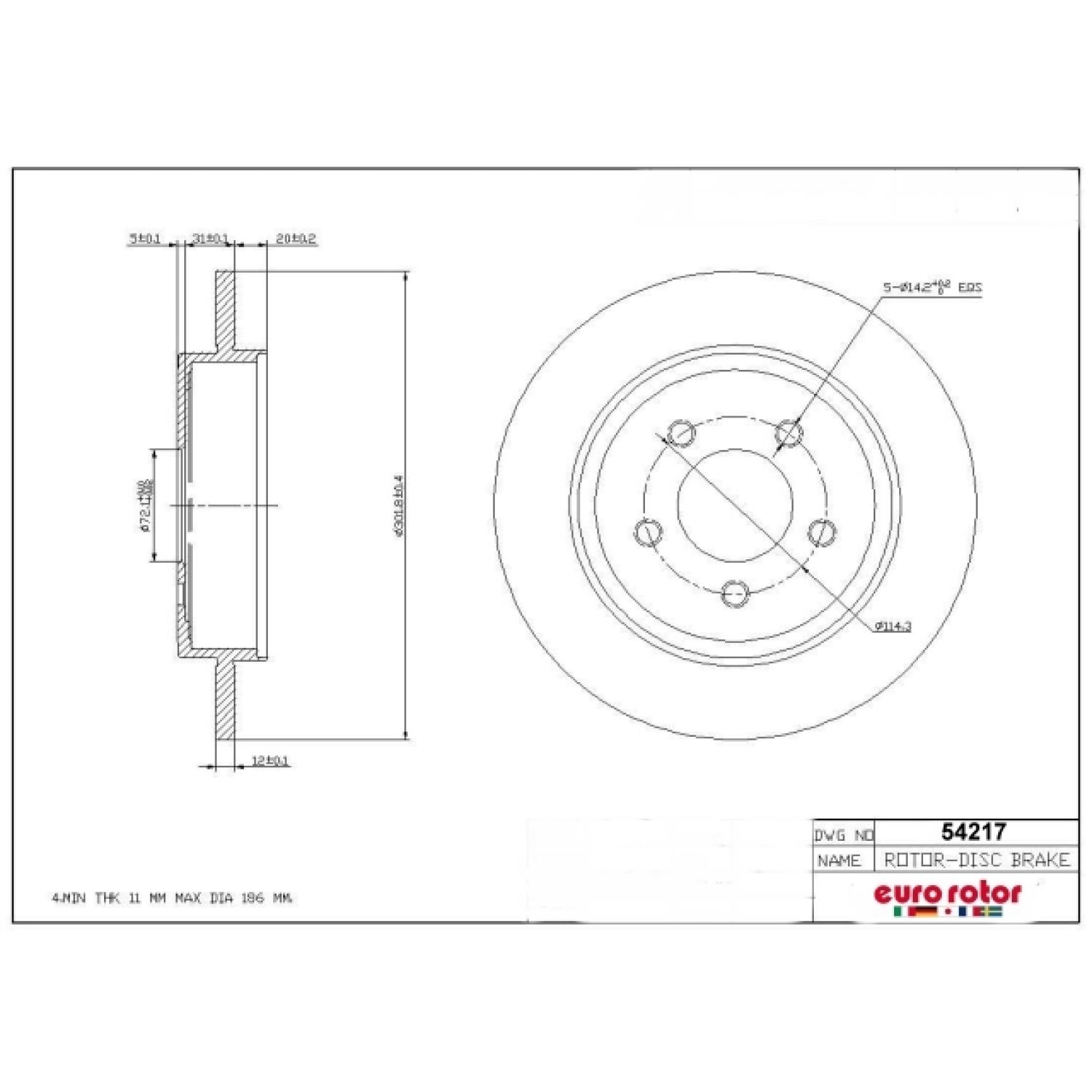 Eurorotor 54217 - Disc Brake Rotor Eurorotor 54217 Disc Brake Rotor product image 1 of 1