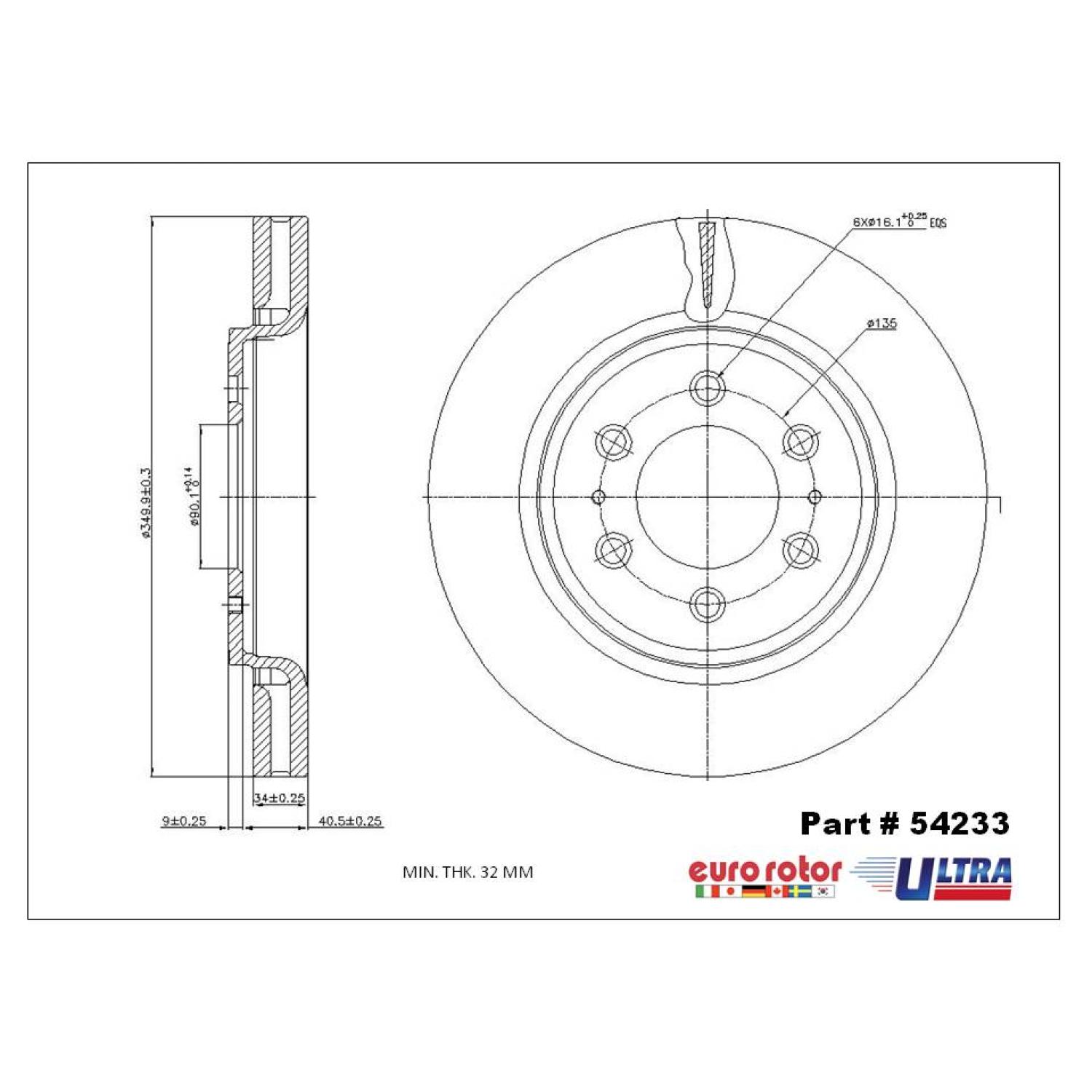 Eurorotor 54233 - Disc Brake Rotor Eurorotor 54233 Disc Brake Rotor product image 1 of 1