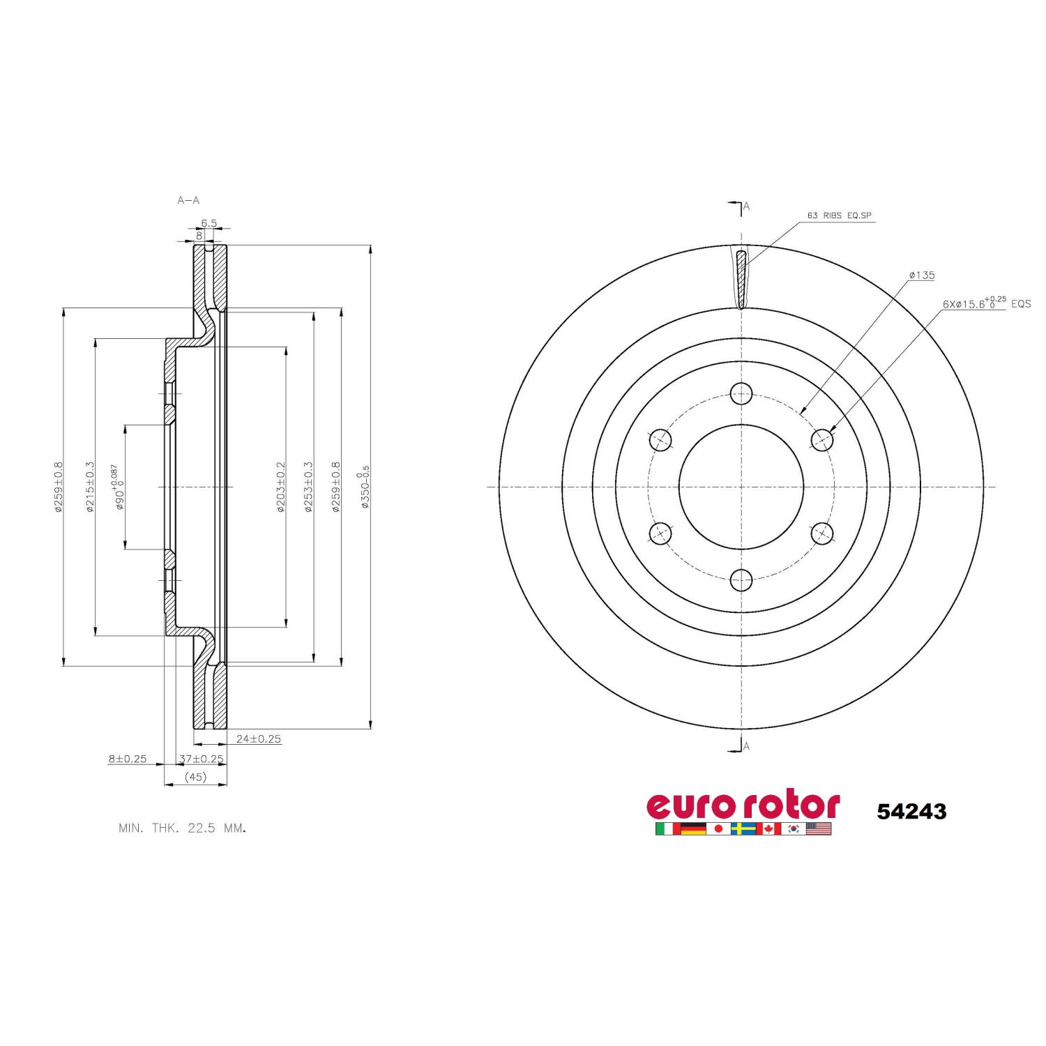 Eurorotor 54243 Disc Brake Rotor product image 1 of 1