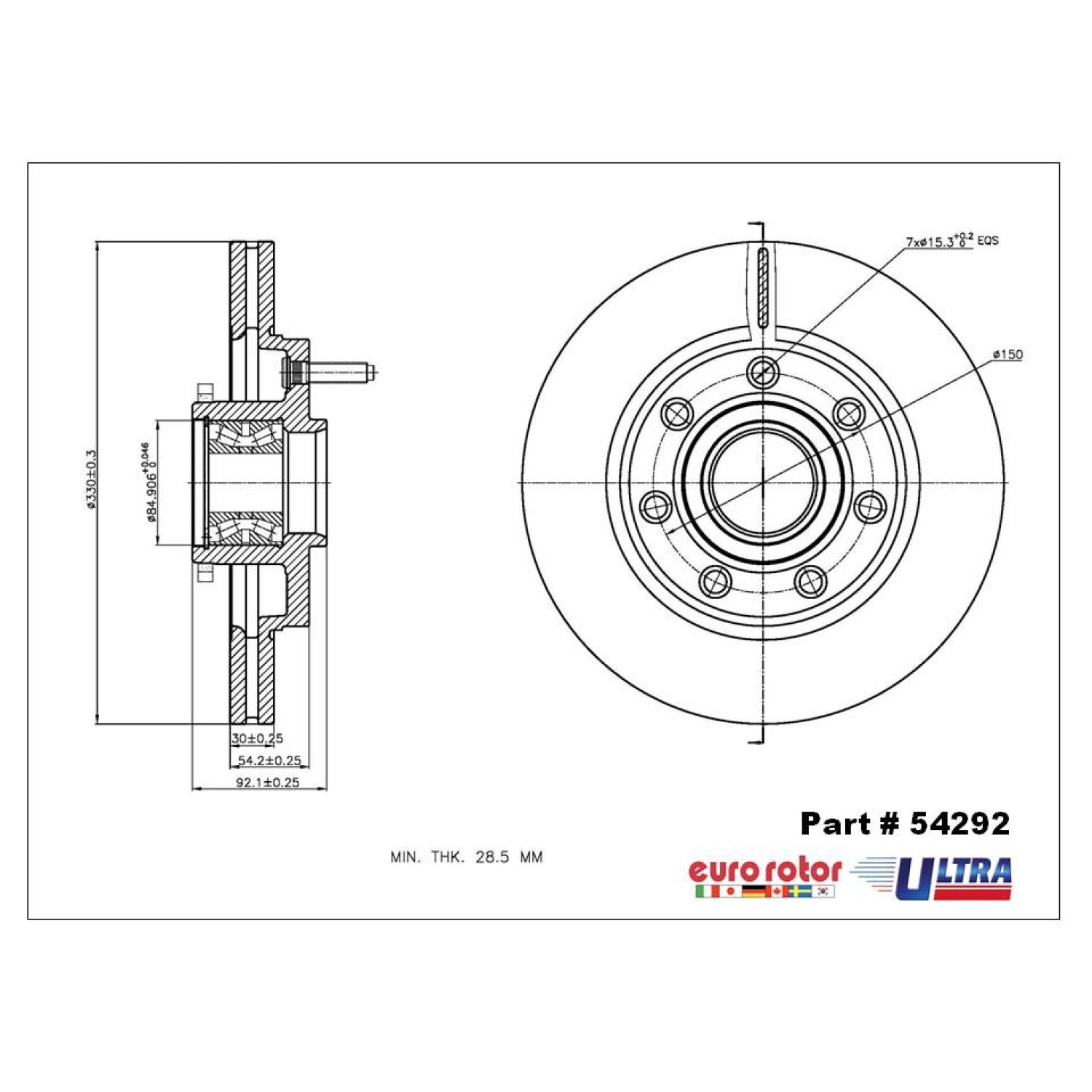 Eurorotor 54292 Disc Brake Rotor and Hub Assembly product image 1 of 1