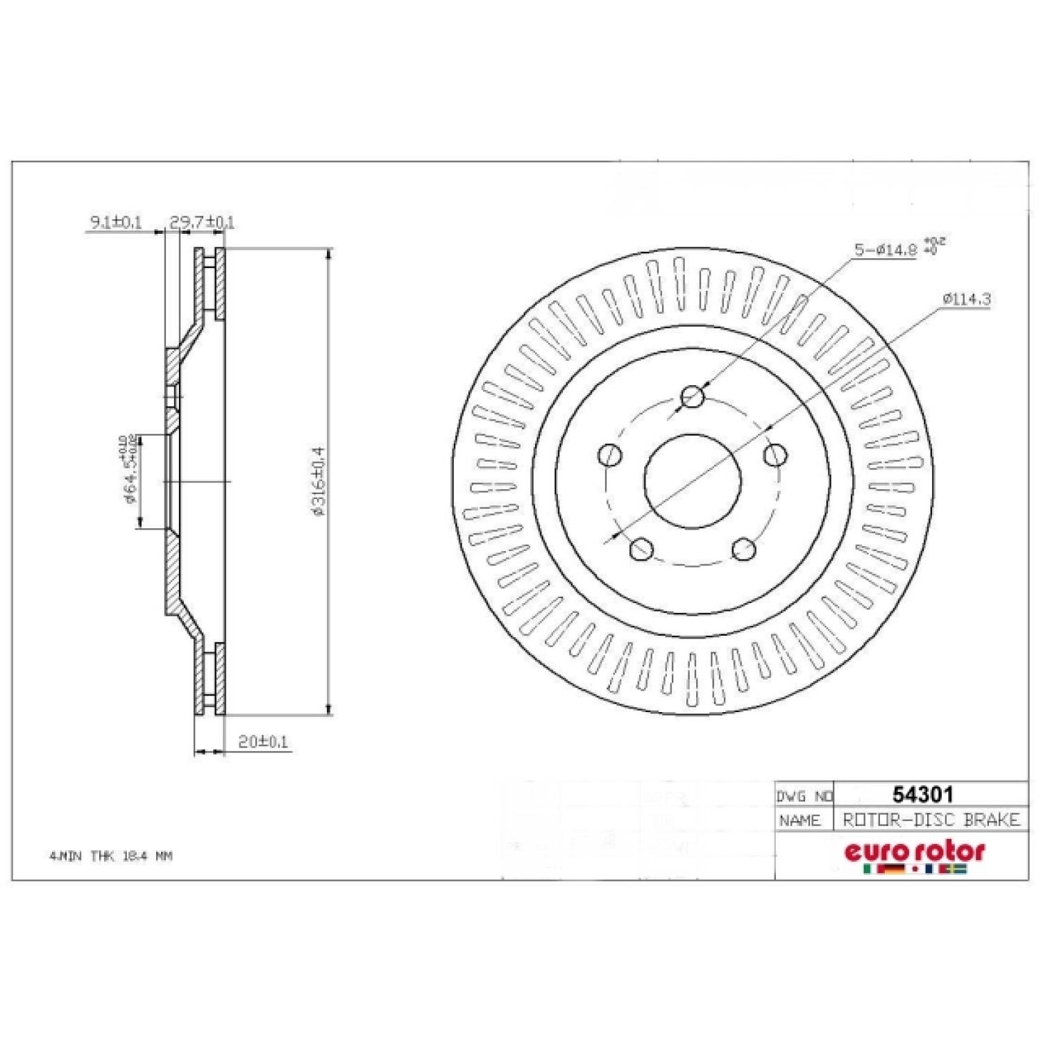 Eurorotor 54301 - Disc Brake Rotor Eurorotor 54301 Disc Brake Rotor product image 1 of 1