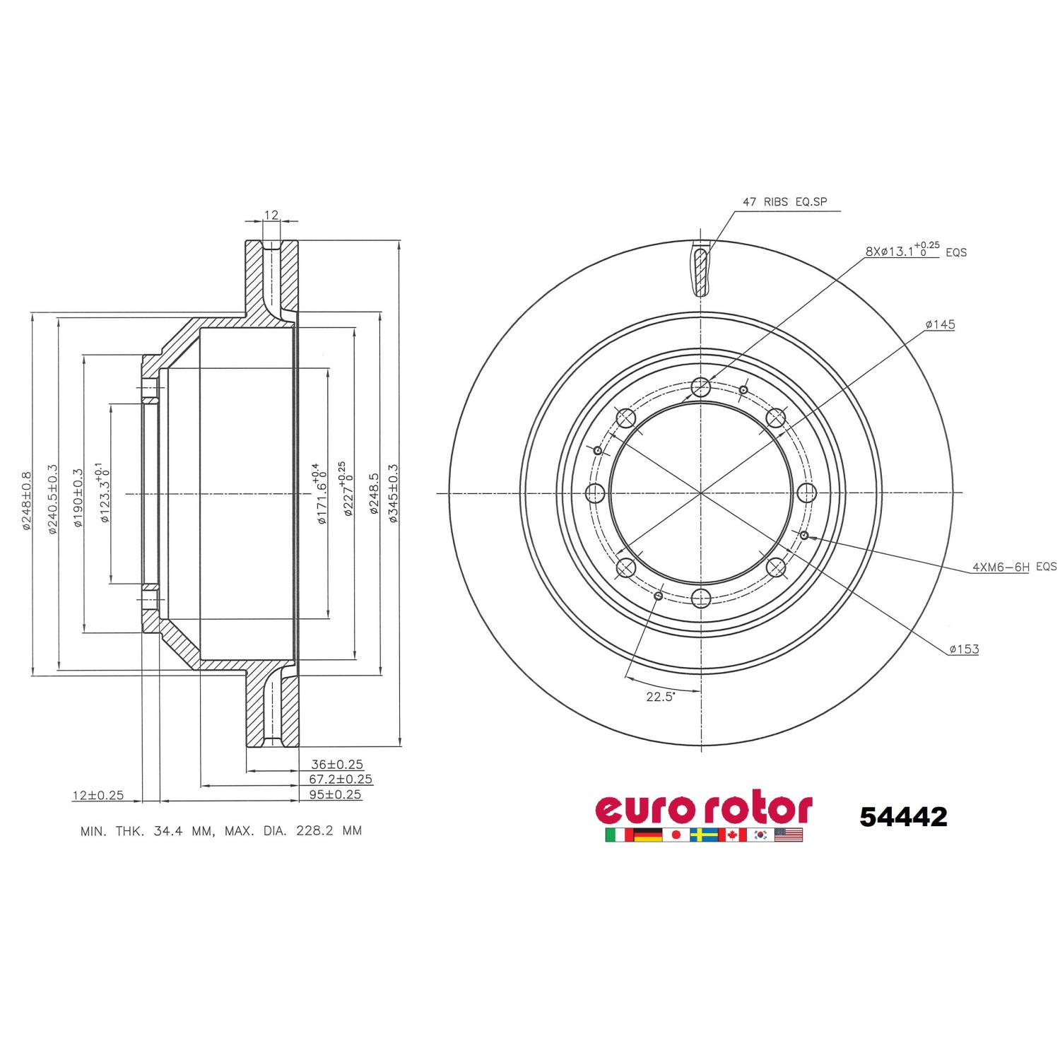 Eurorotor 54442 Disc Brake Rotor product image 1 of 1